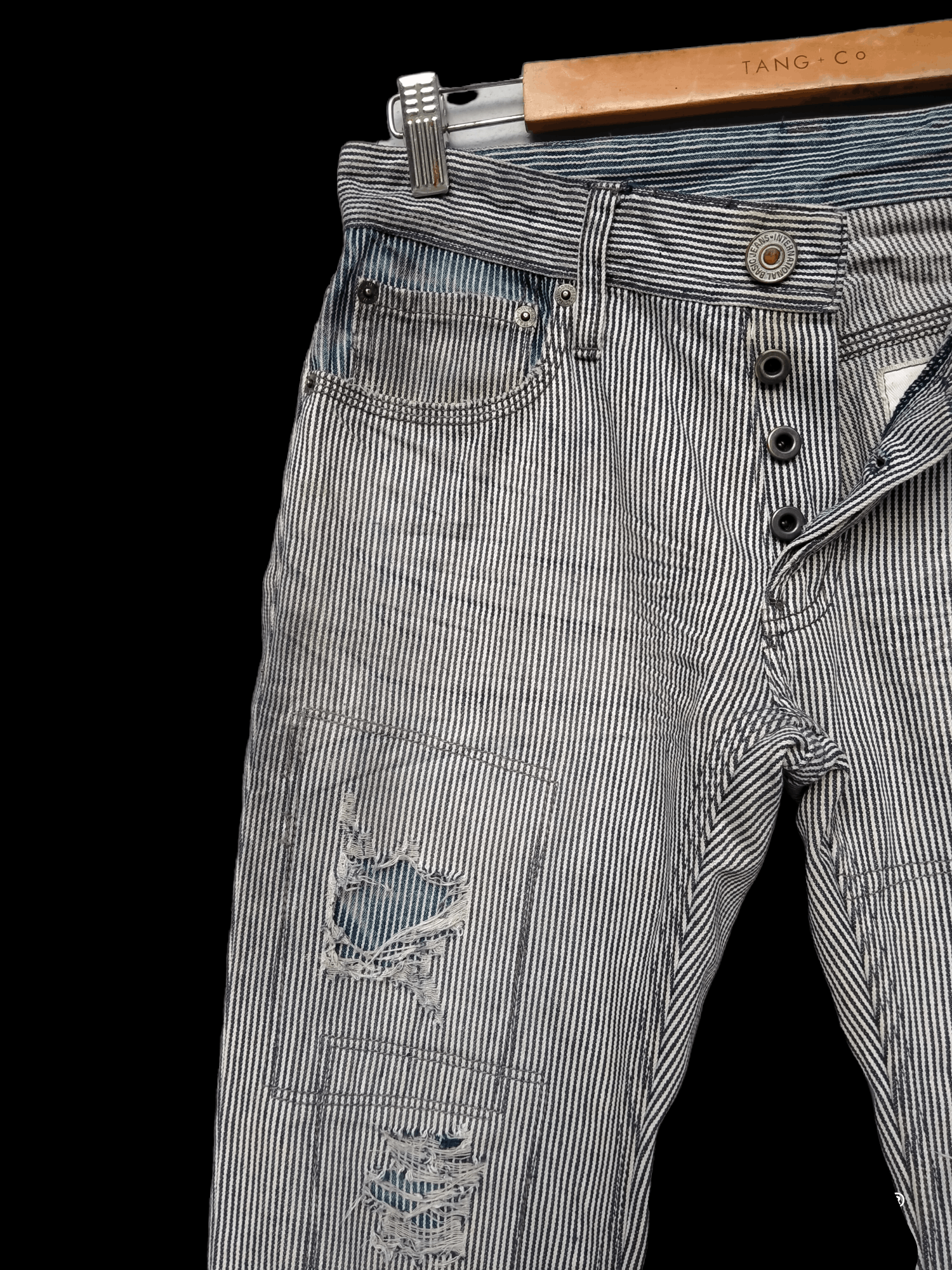 The Difference Vintage Boro Sashiko Rips Rupert Difference Stripe Denim Size US 30 / EU 46 - 5 Thumbnail