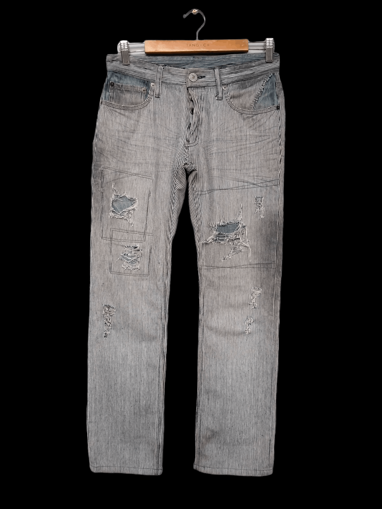 The Difference Vintage Boro Sashiko Rips Rupert Difference Stripe Denim Size US 30 / EU 46 - 2 Thumbnail