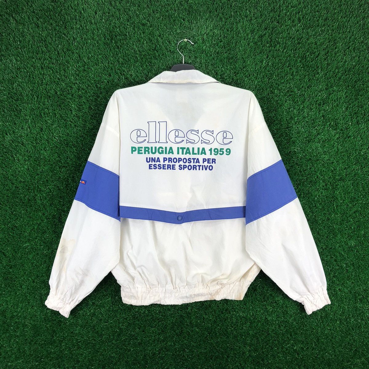 image of Ellesse x Vintage 90's Ellese Perugia Italian 1959 Zipper Jacket in Blue/White, Men's (Size Medium)