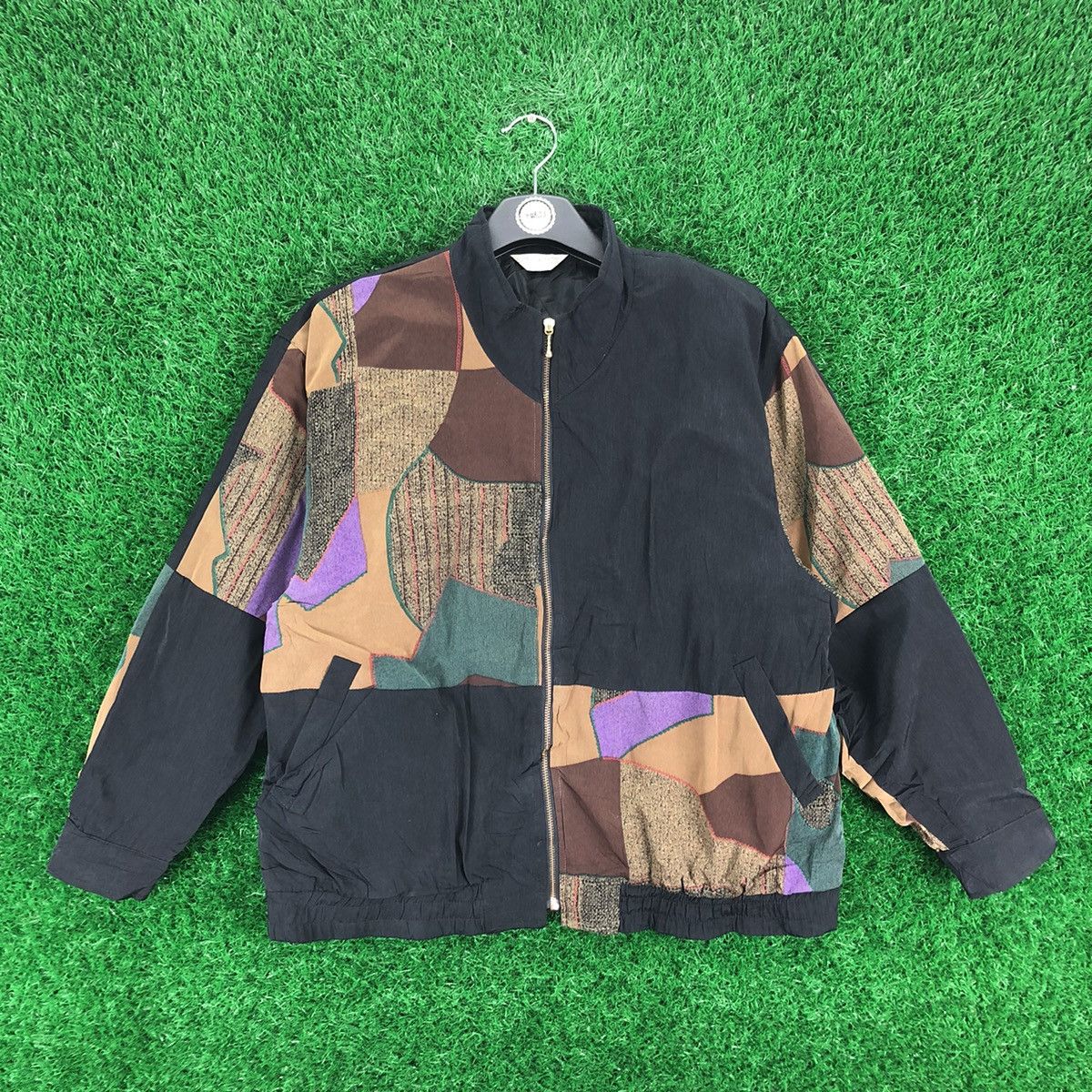 Japanese Brand Vintage 90's Patchwork Zipper Jacket by Elegance Size S / US 4 / IT 40 - 1 Thumbnail