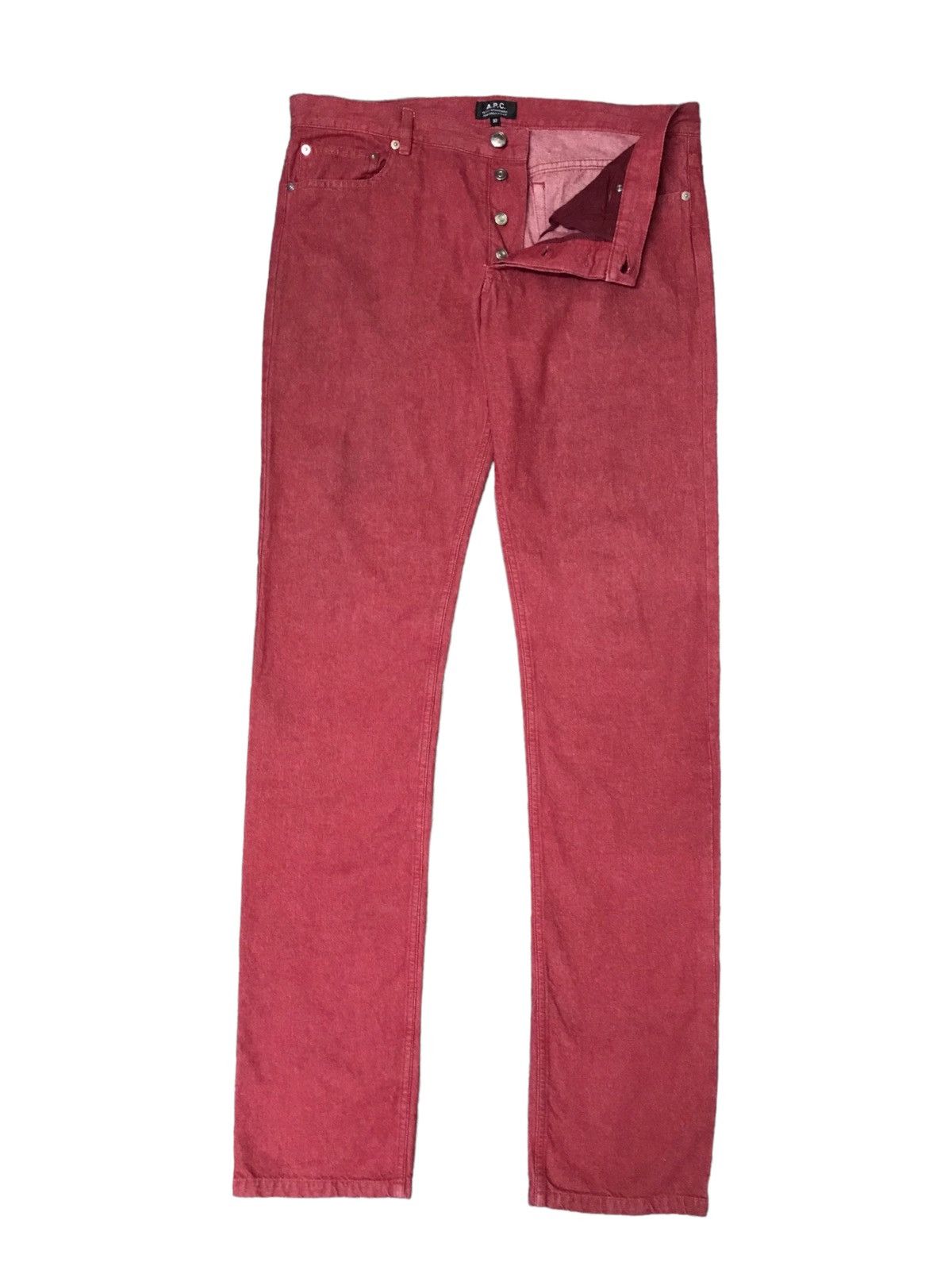 VINTAGE DESIGNER APC PETIT STANDARD 4 BUTTON RED JEANS