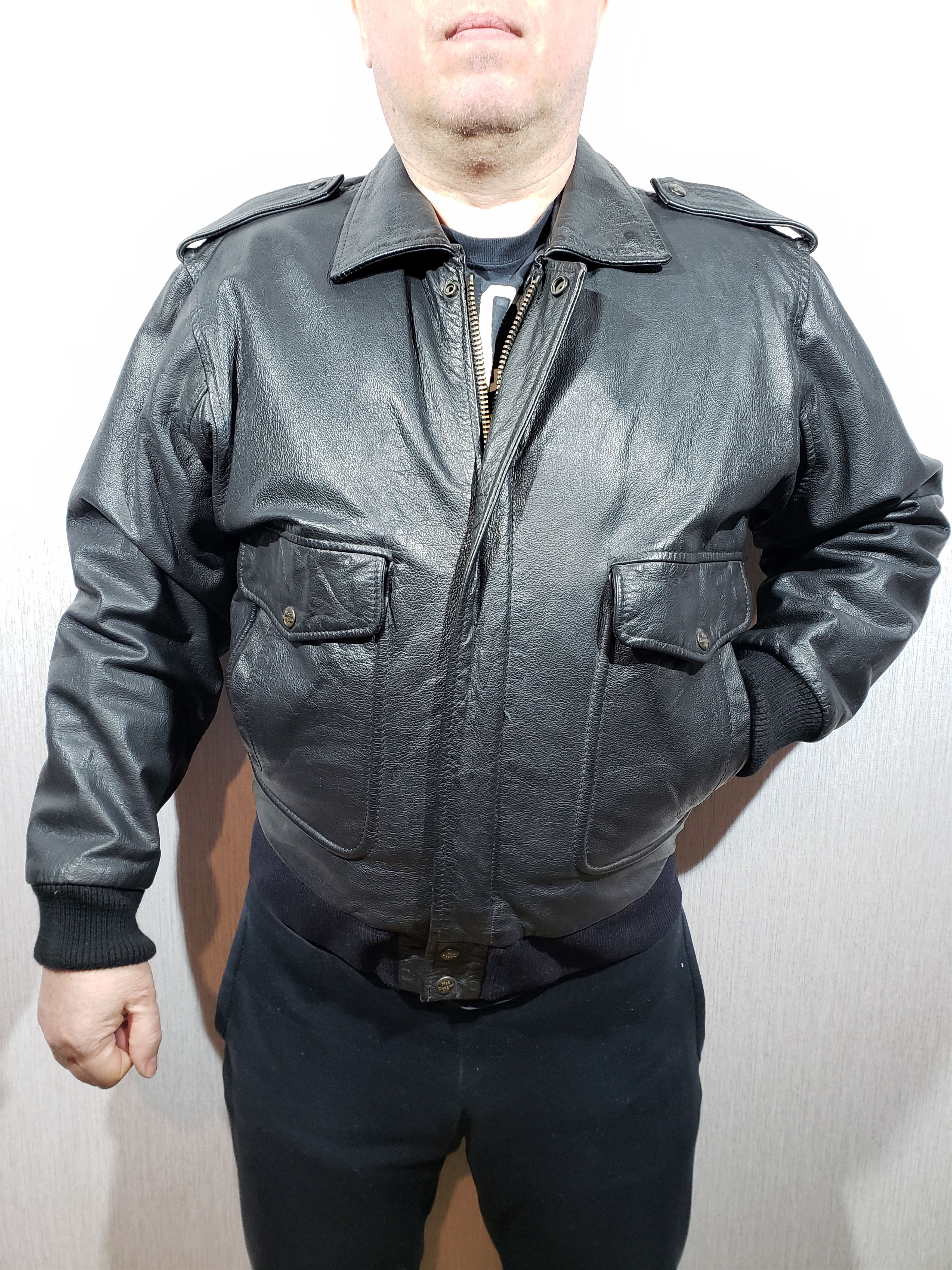 Black men's bomber jacket.