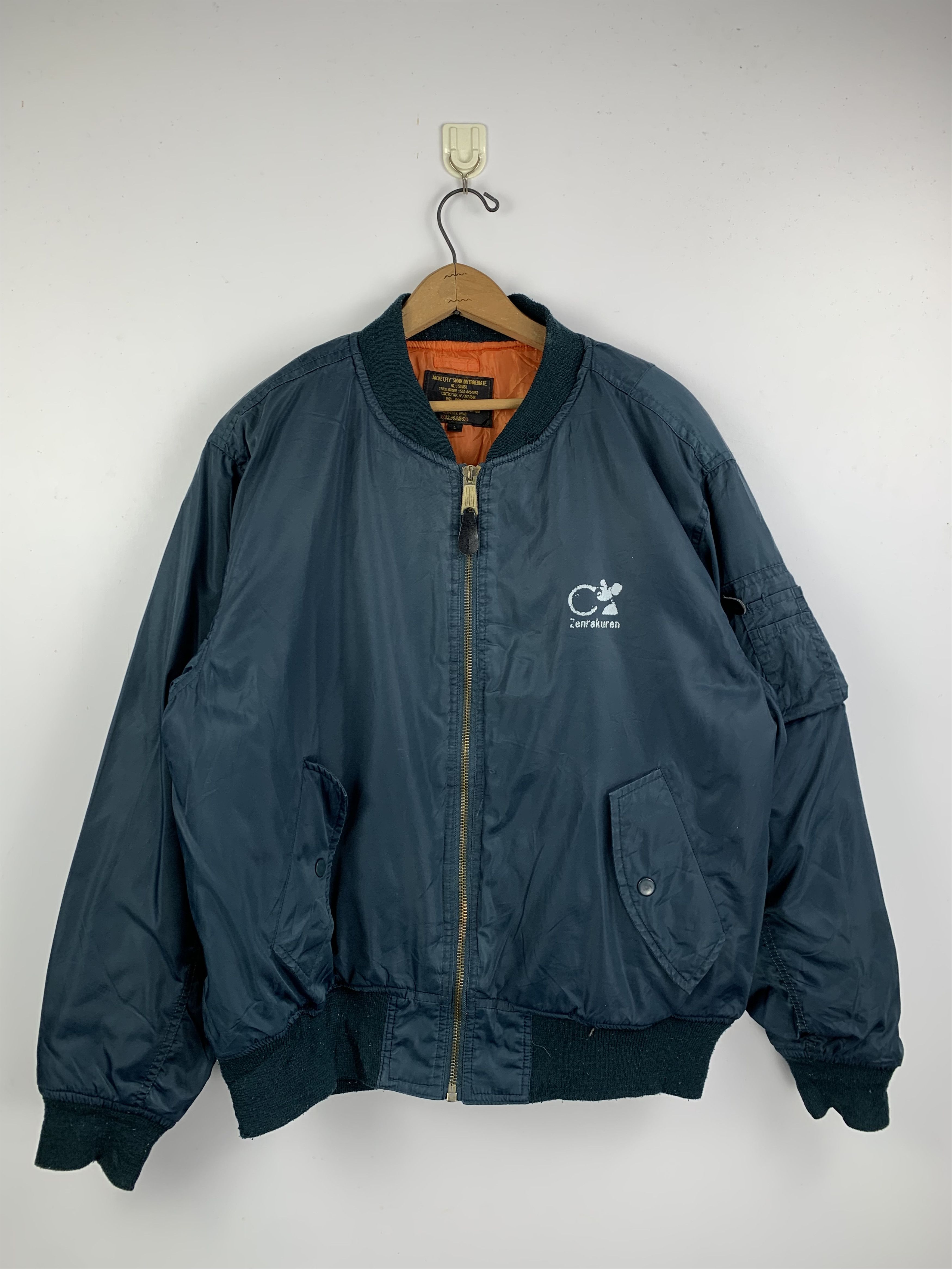 image of Bomber Jacket x Military Vintage Flying Bomber Military Jacket in Army Green, Men's (Size Large)
