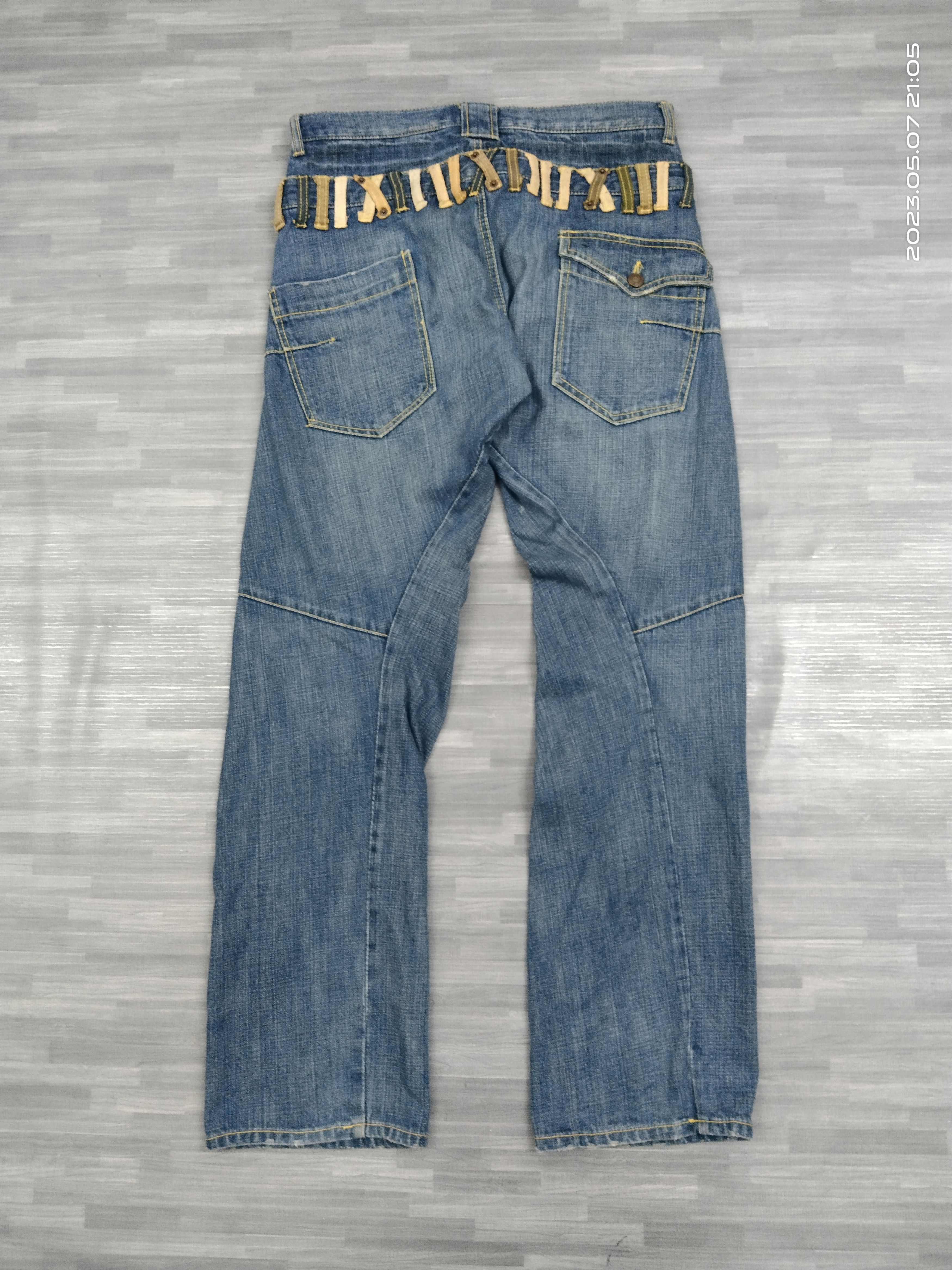 Japanese Brand DiSTRESSED DOUBLE WAIST BREATHMINT DENIM PANTS Size US 32 / EU 48 - 2 Thumbnail
