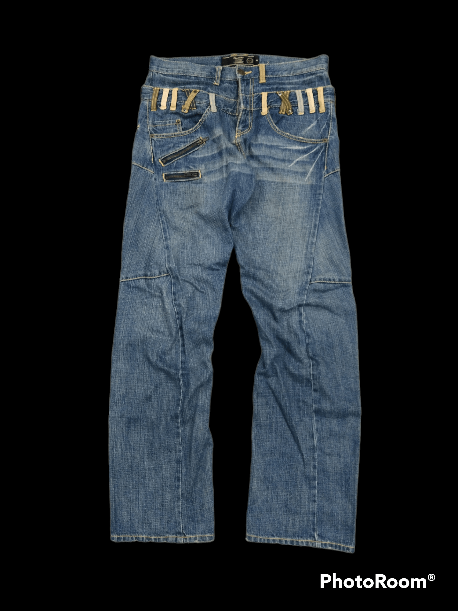 Japanese Brand DiSTRESSED DOUBLE WAIST BREATHMINT DENIM PANTS Size US 32 / EU 48 - 1 Thumbnail