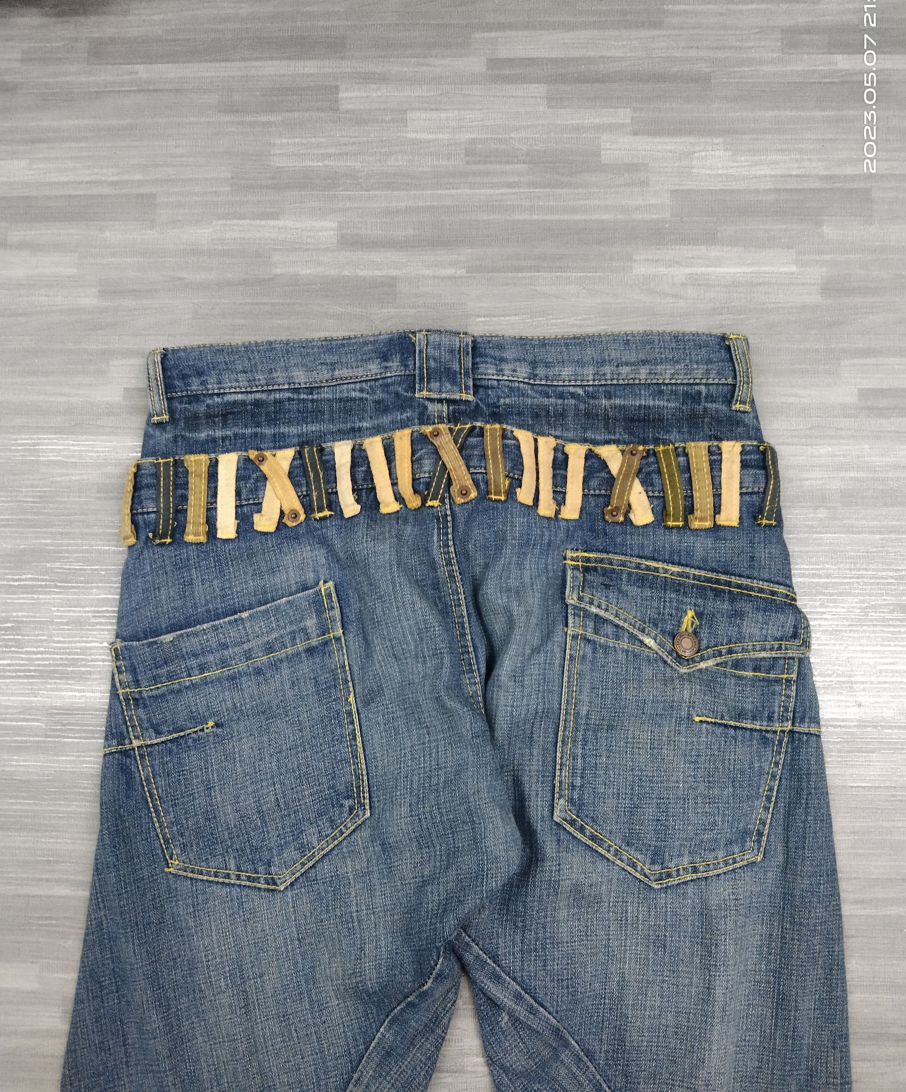 Japanese Brand DiSTRESSED DOUBLE WAIST BREATHMINT DENIM PANTS Size US 32 / EU 48 - 4 Thumbnail
