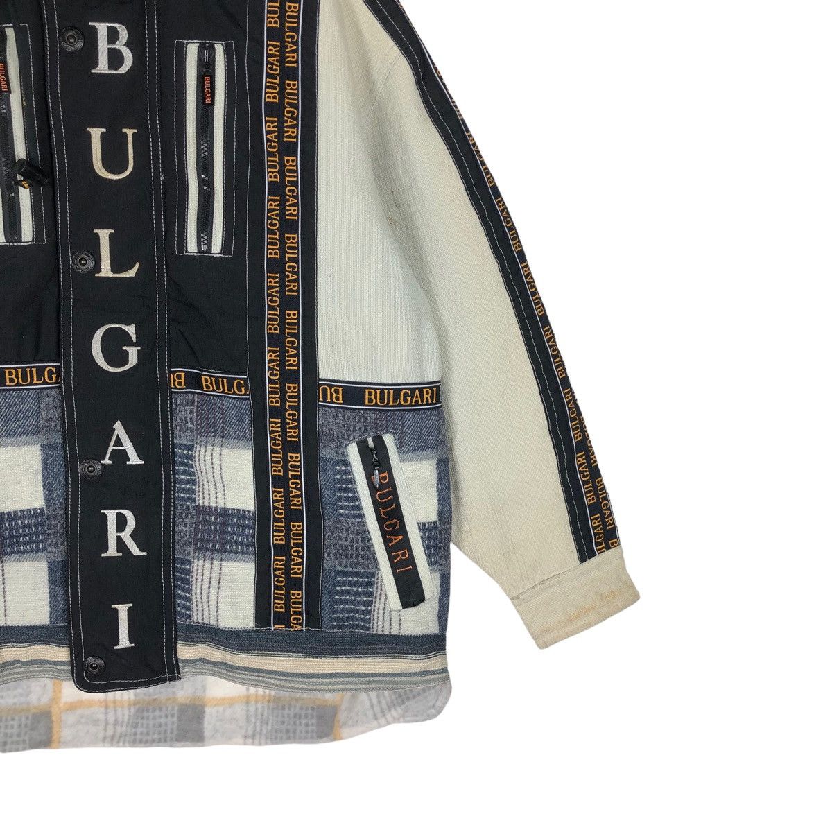 Bvlgari 🔥Rare Vtg Bulgari Spellout Hooded Jacket Pacthwork Style Size US XL / EU 56 / 4 - 7 Thumbnail