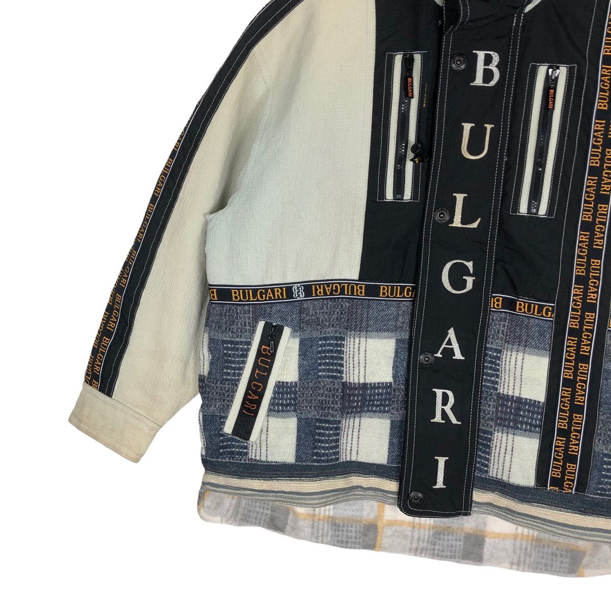 Bvlgari 🔥Rare Vtg Bulgari Spellout Hooded Jacket Pacthwork Style Size US XL / EU 56 / 4 - 6 Thumbnail