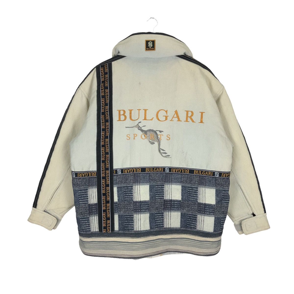 Bvlgari 🔥Rare Vtg Bulgari Spellout Hooded Jacket Pacthwork Style Size US XL / EU 56 / 4 - 2 Thumbnail