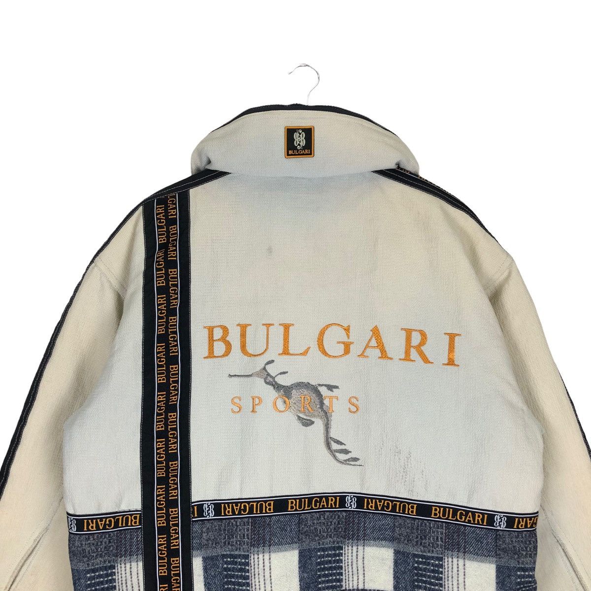 Bvlgari 🔥Rare Vtg Bulgari Spellout Hooded Jacket Pacthwork Style Size US XL / EU 56 / 4 - 8 Thumbnail