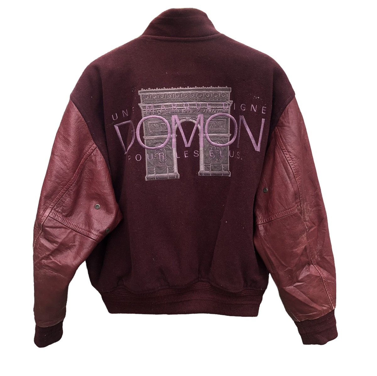 Japanese Brand Vintage domon fiocchi italy Leather Sleeve varsity jacket Size US M / EU 48-50 / 2 - 1 Thumbnail