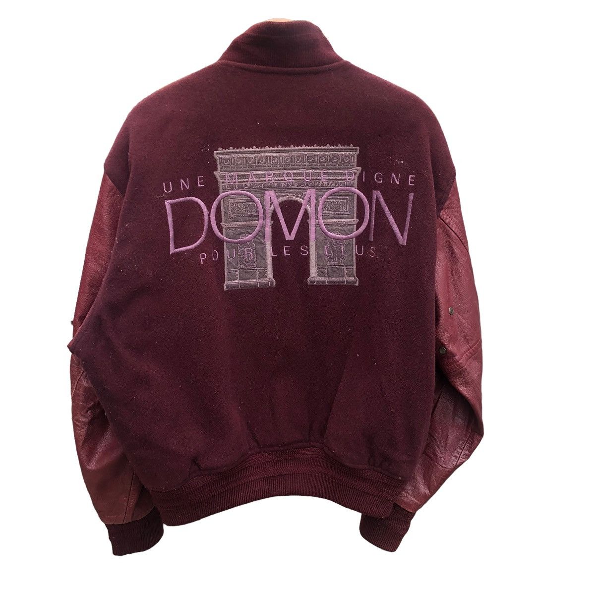 Japanese Brand Vintage domon fiocchi italy Leather Sleeve varsity jacket Size US M / EU 48-50 / 2 - 4 Thumbnail