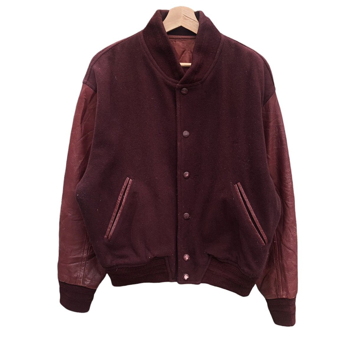 Japanese Brand Vintage domon fiocchi italy Leather Sleeve varsity jacket Size US M / EU 48-50 / 2 - 2 Thumbnail