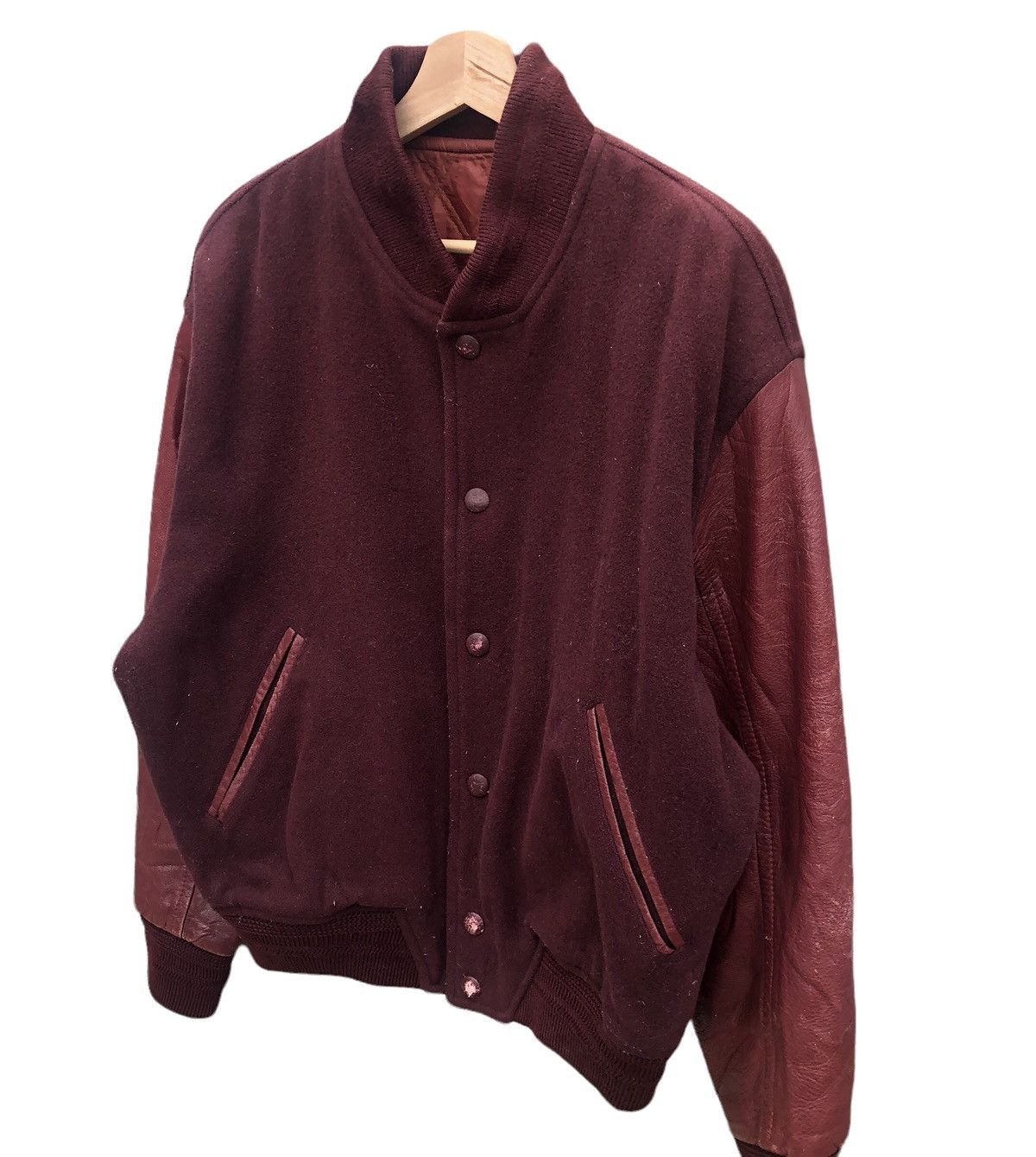 Japanese Brand Vintage domon fiocchi italy Leather Sleeve varsity jacket Size US M / EU 48-50 / 2 - 3 Thumbnail