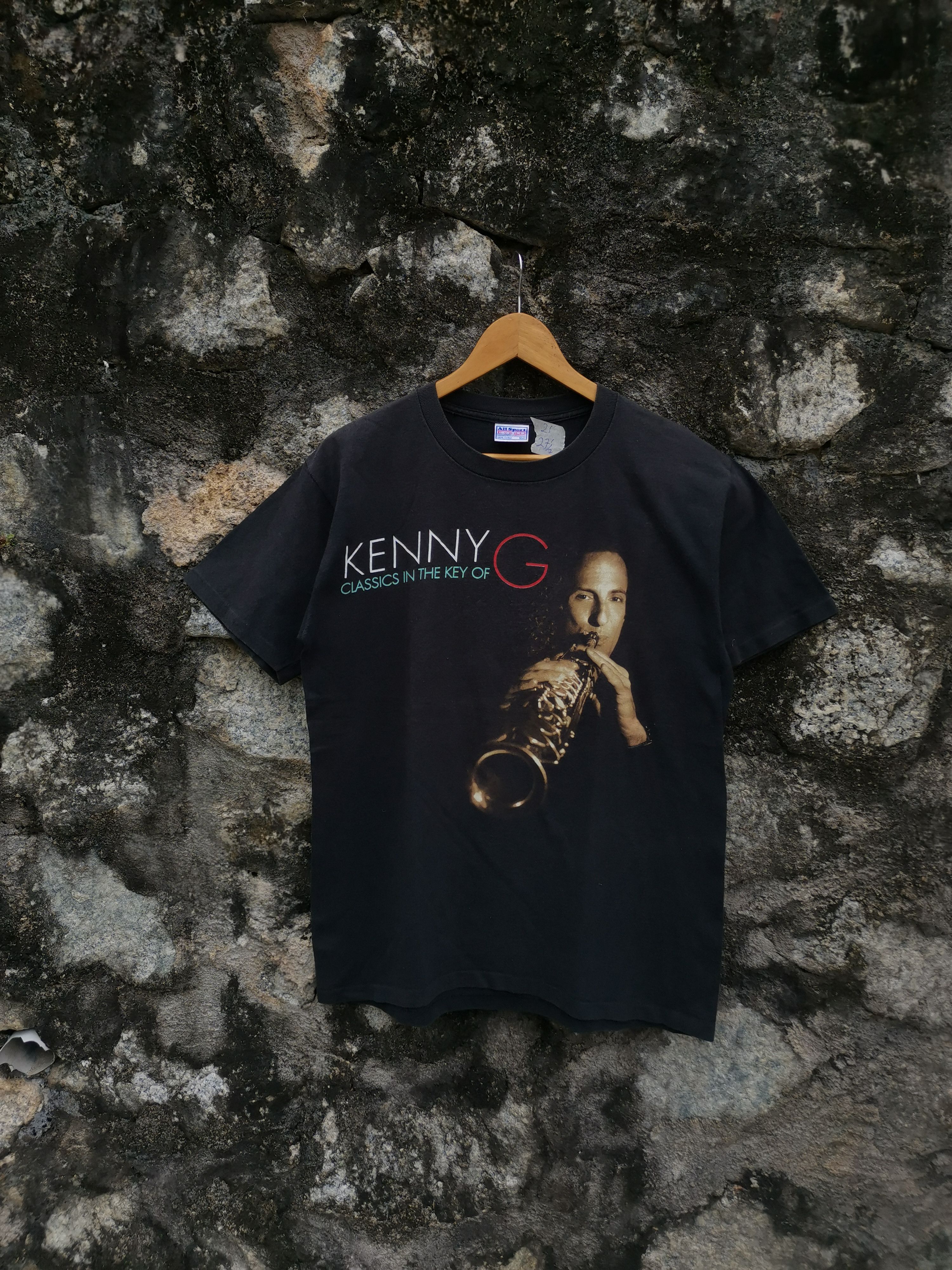 image of All Sport x Band Tees Vintage 90's Jazz Saxophonist Kenny G Band Tee Tshirt in Black (Size Medium)