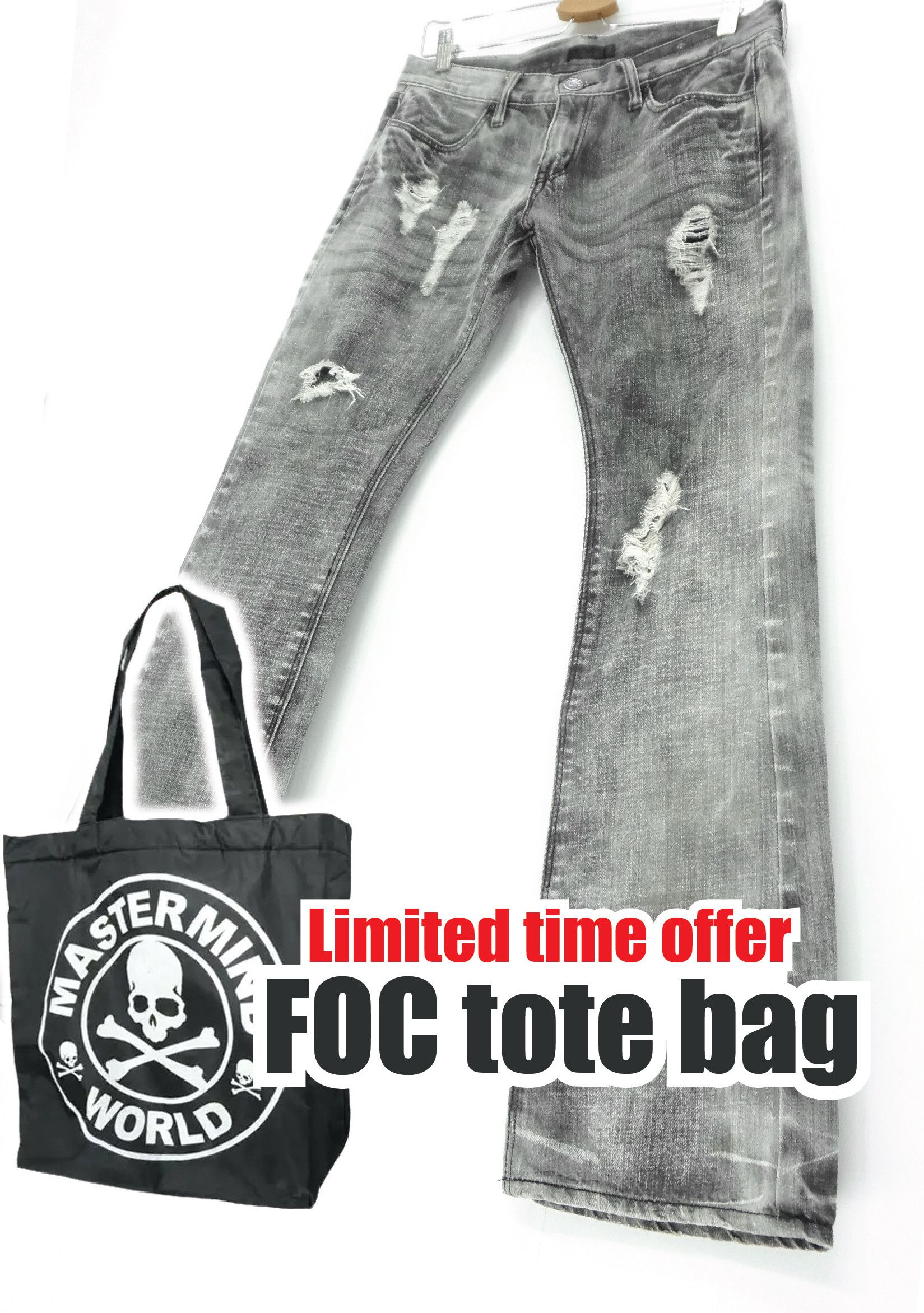 Japanese Brand VTG FLARE 🔥 BLACK BACCARA Distressed Smoke Acid Wash Jeans Size US 28 / EU 44 - 1 Thumbnail