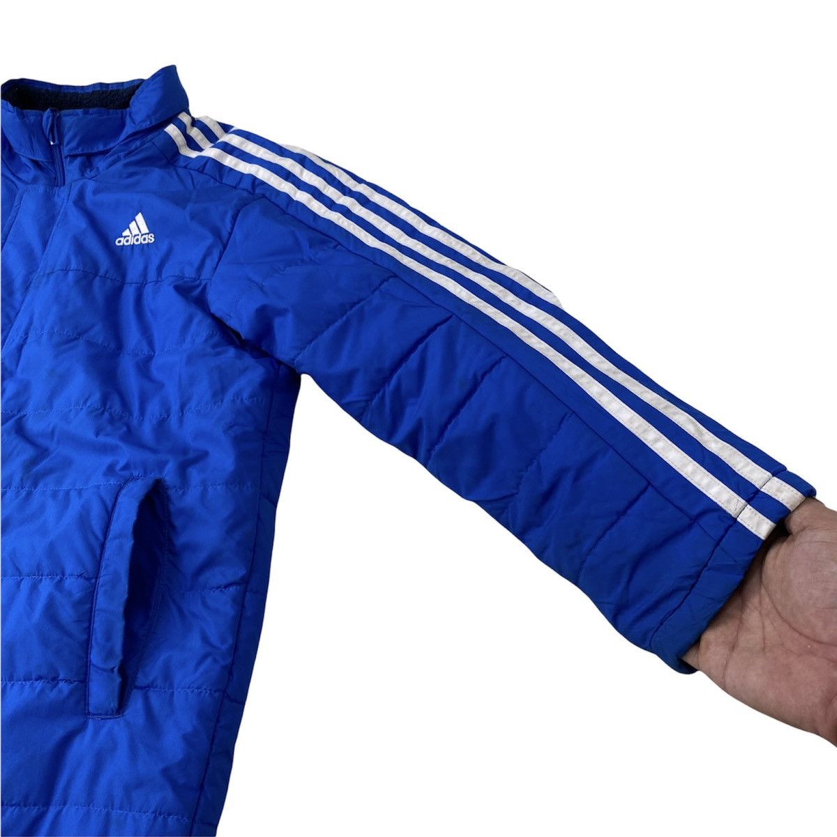 Adidas Adidas 3 Stripes Blue Padded Long Jacket Size US M / EU 48-50 / 2 - 10 Thumbnail