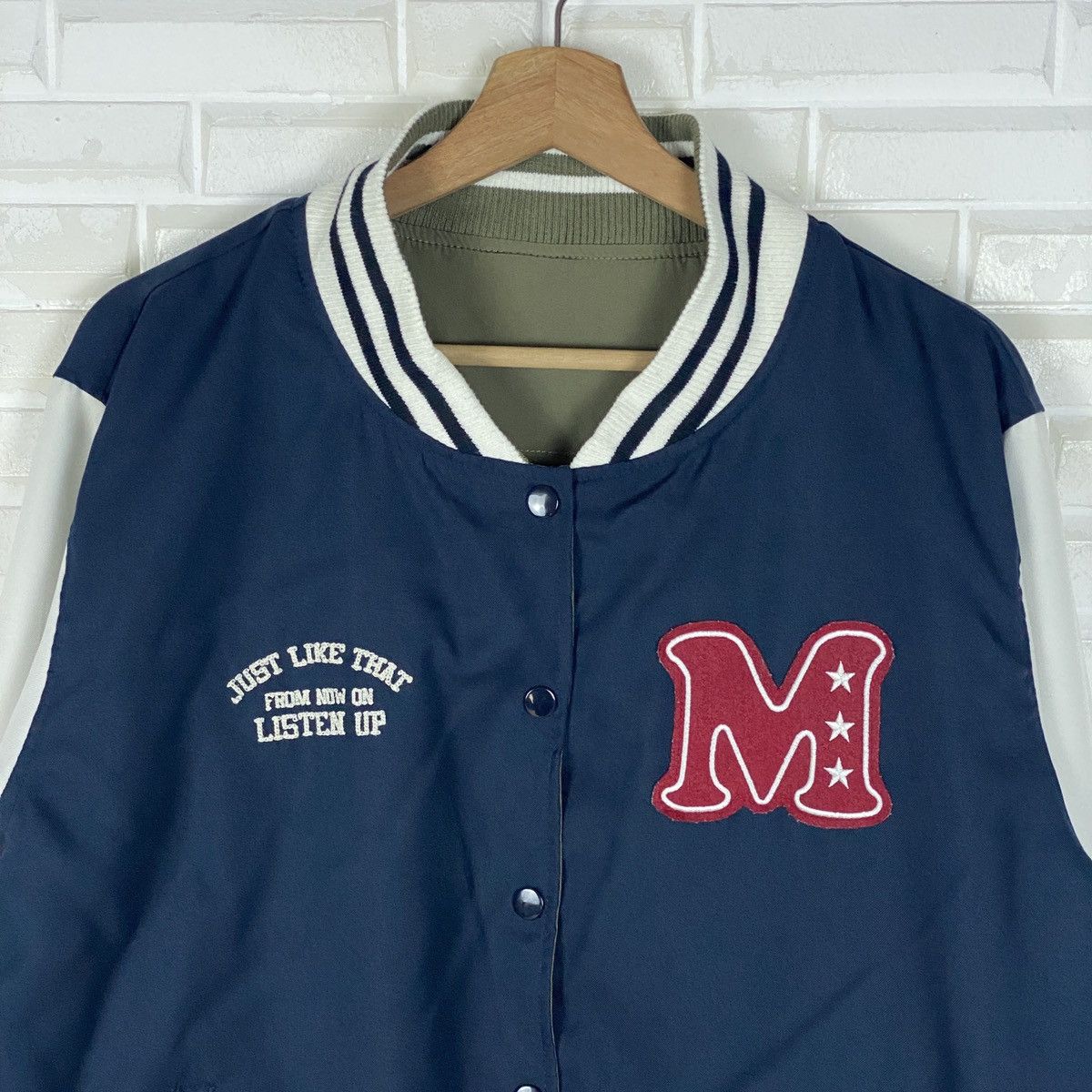 Olive 🔥LASTDROP🔥Japanese Reversible Varsity Embroidered M Jacket Size XXL / US 16-18 / IT 52-54 - 4 Thumbnail