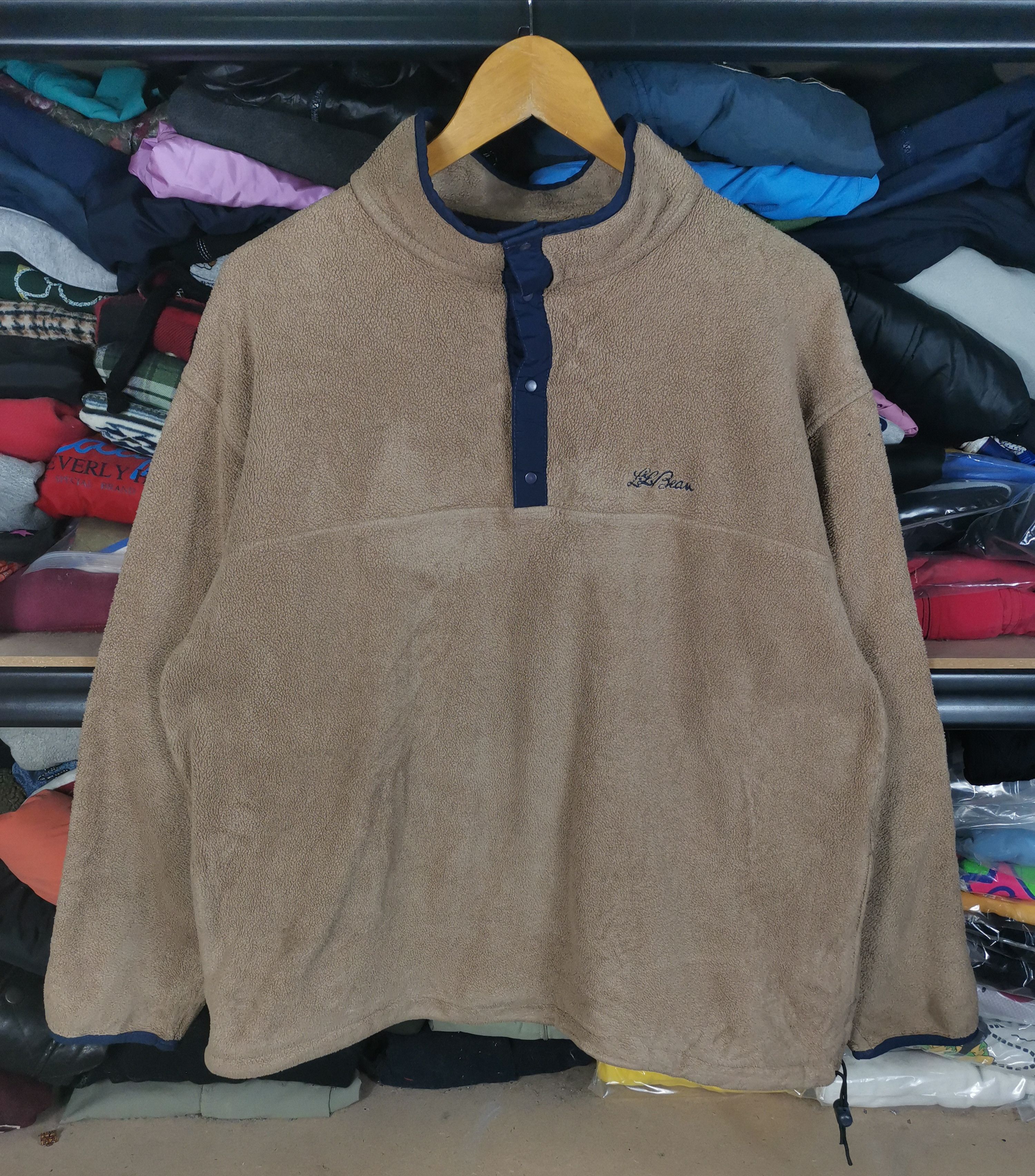 Vintage LL Bean Fleece Sweater Jacket Brown Colour