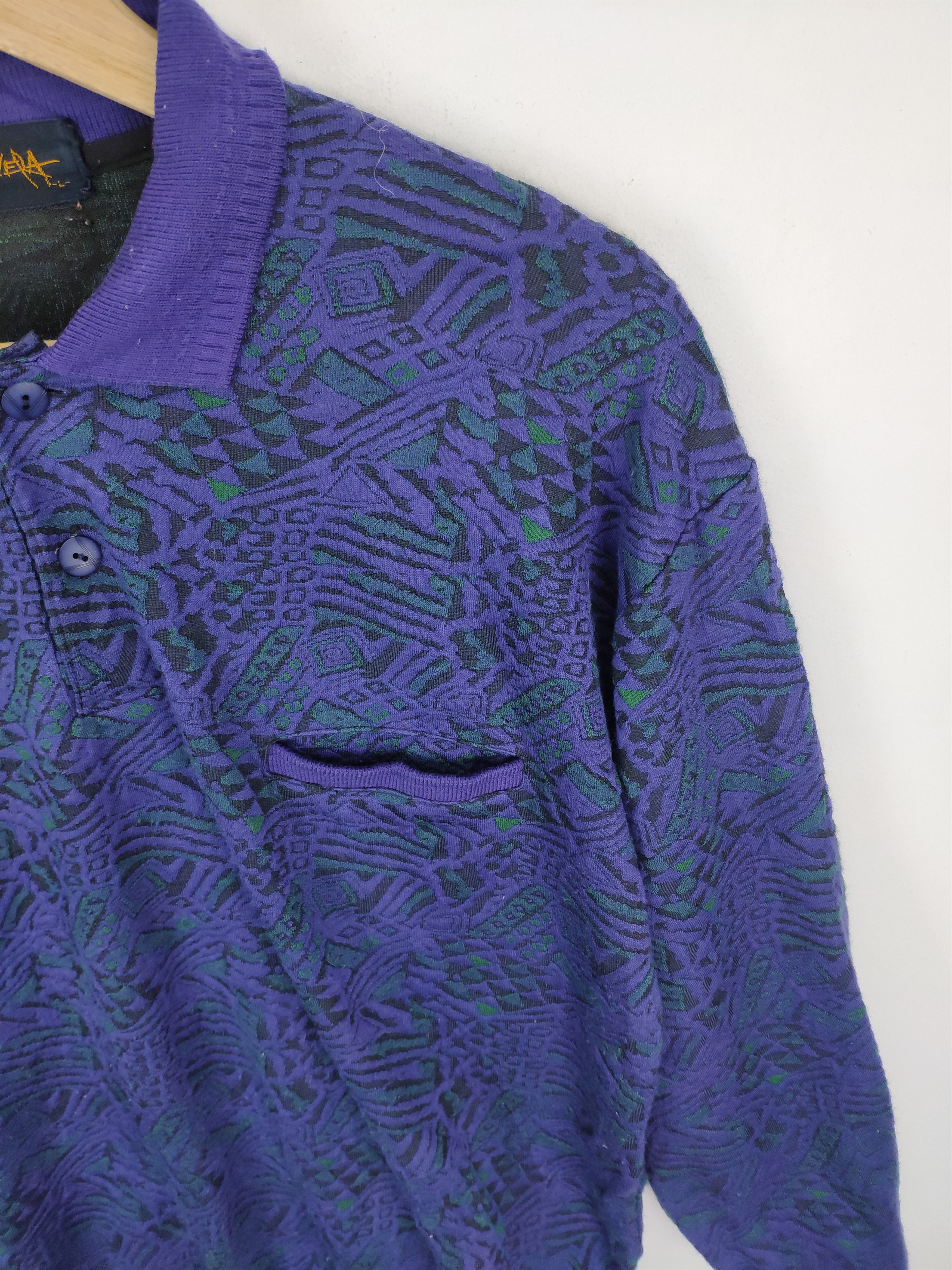 Japanese Brand × Vintage Vintage Polo Shirt Long Sleeve Abstract Motif Size US M / EU 48-50 / 2 - 13 Thumbnail
