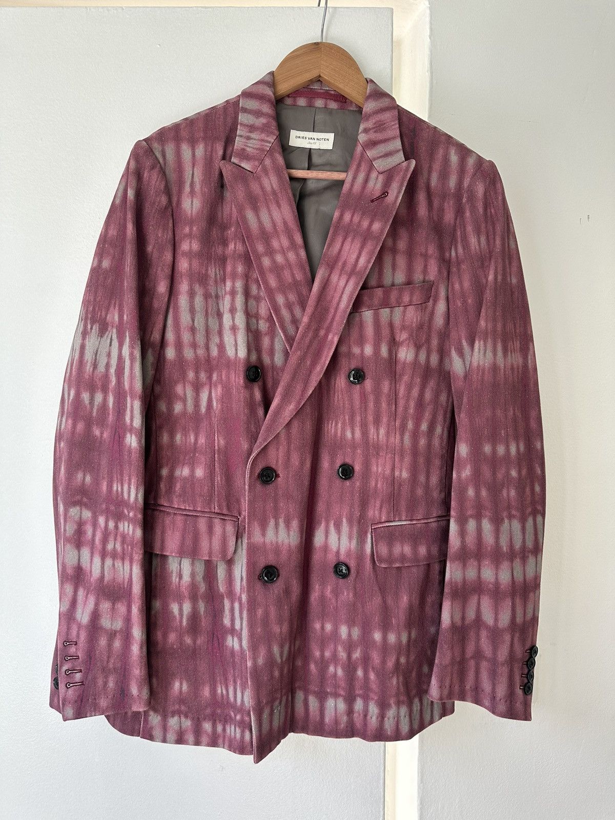 Dries van Noten denim tie dye blazer