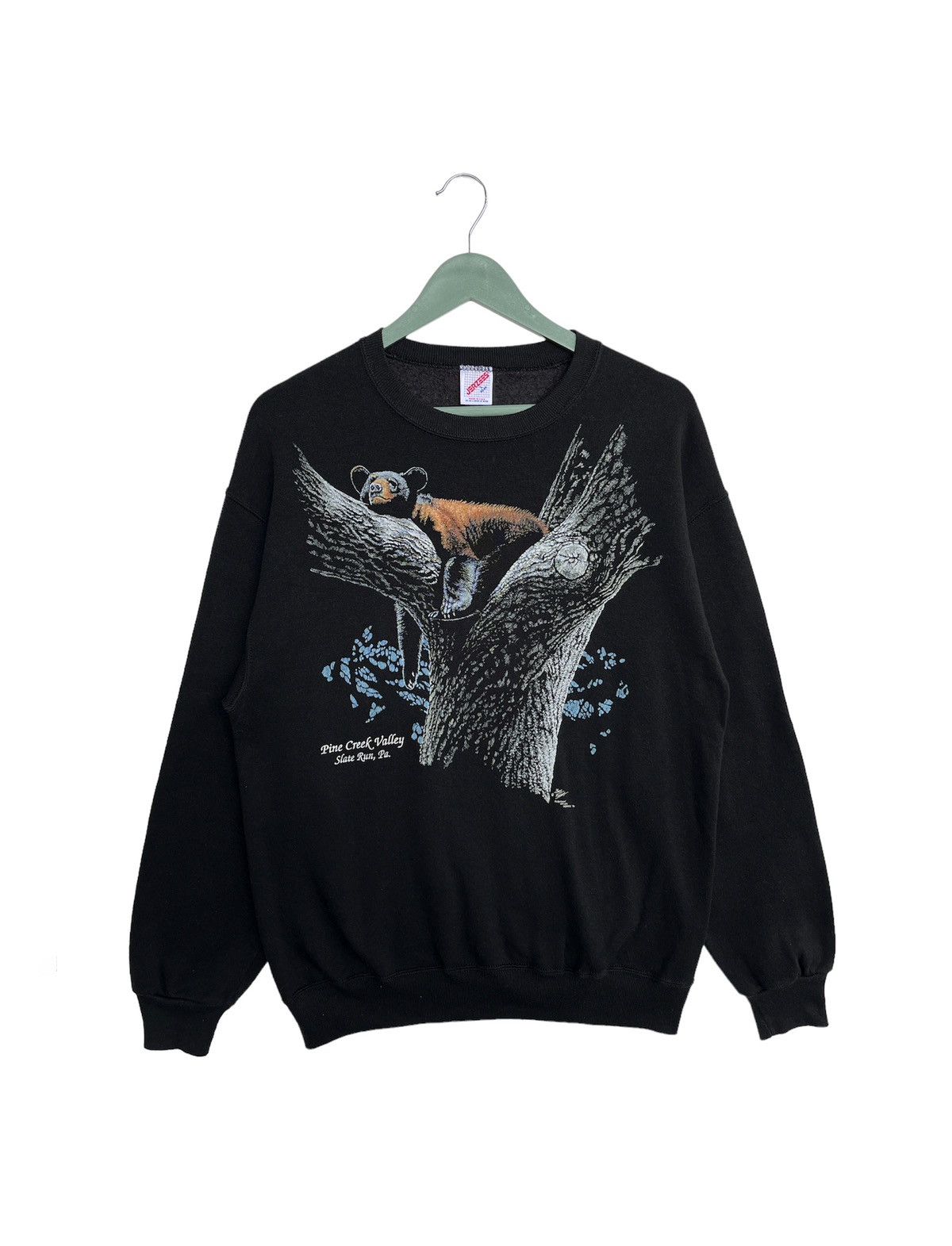 image of Habitat x Jerzees Vintage 90's Harle Quin Nature Graphics Sweatshirt in Black, Men's (Size Large)