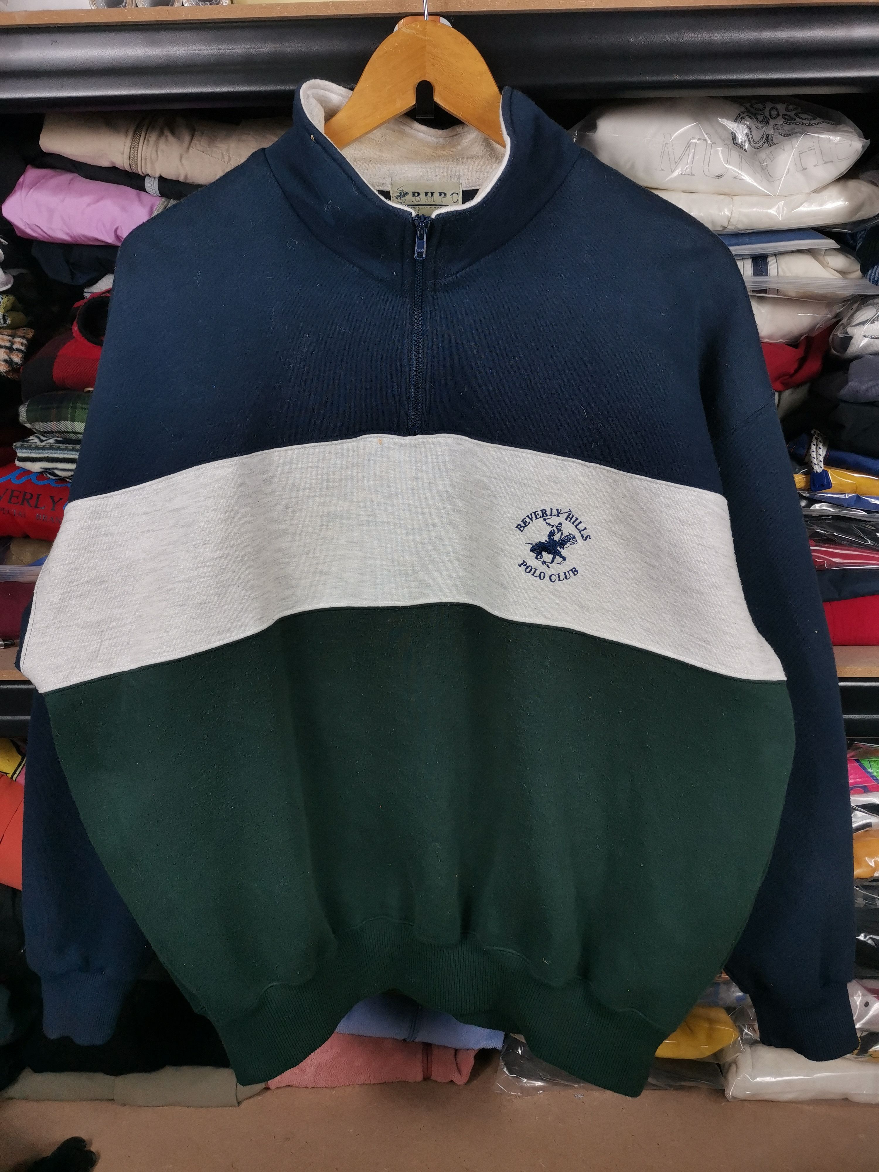 image of Archival Clothing x Beverly Hills Polo Club Vintage Beverly Hills Polo Club Quarter Zipper Sweatshi