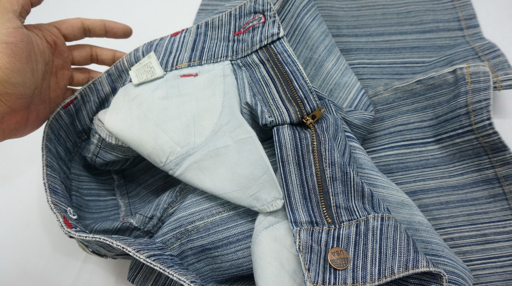Japanese Brand Vtg ACE LOVE Japan Hickory Low Rise Women's Jeans Size 29" - 13 Thumbnail