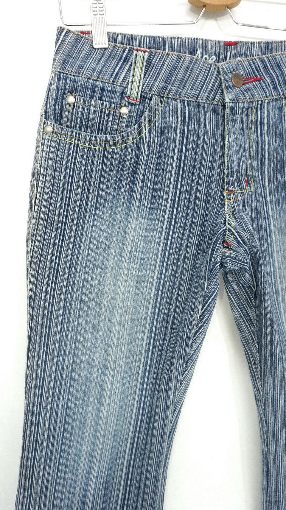 Japanese Brand Vtg ACE LOVE Japan Hickory Low Rise Women's Jeans Size 29" - 5 Thumbnail