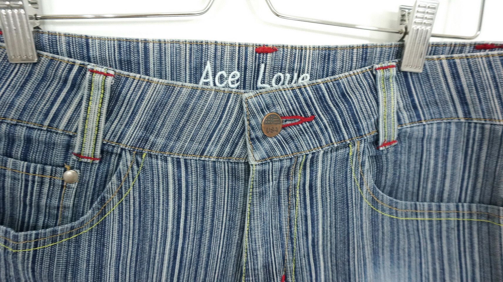 Japanese Brand Vtg ACE LOVE Japan Hickory Low Rise Women's Jeans Size 29" - 7 Thumbnail
