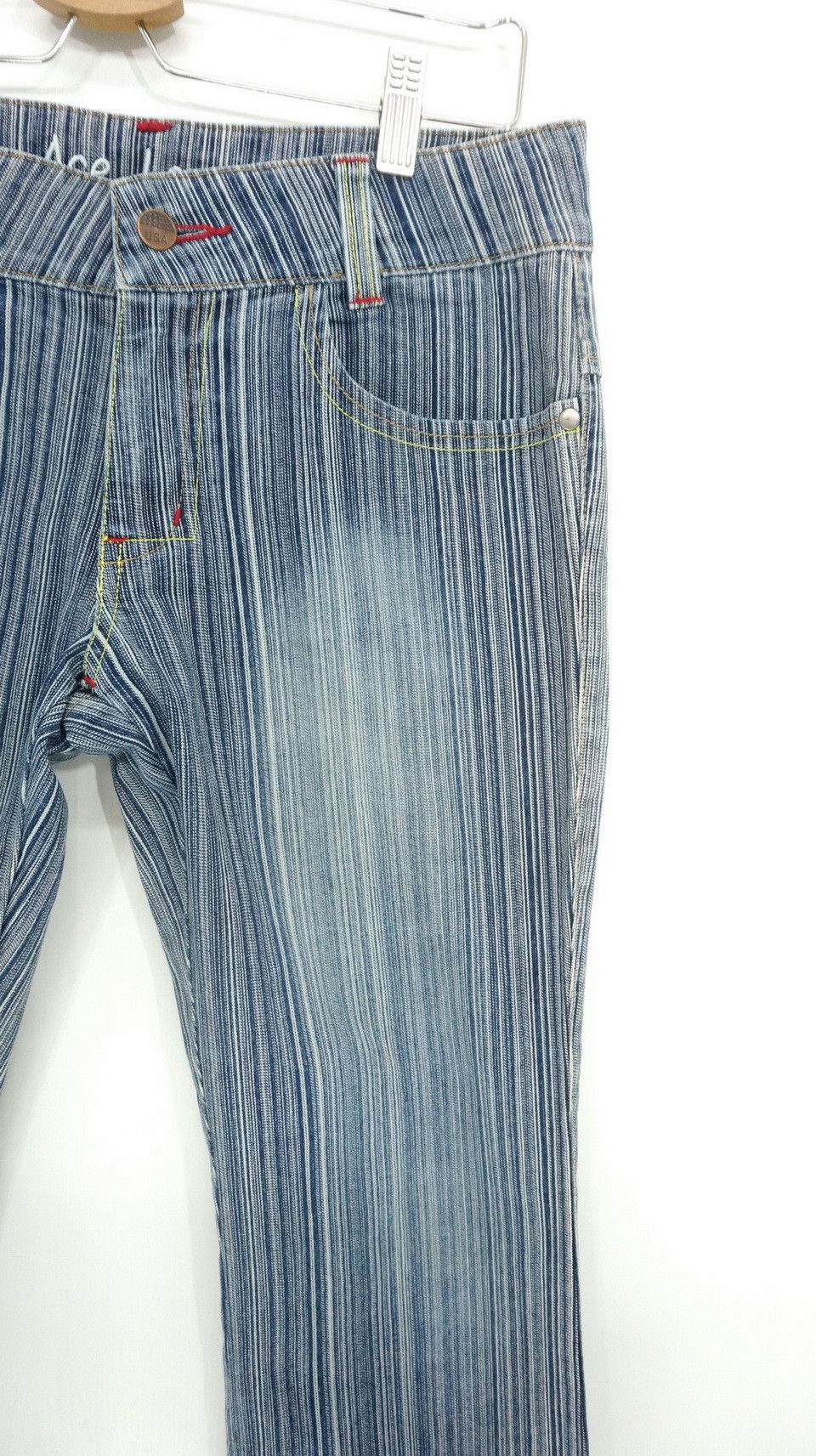 Japanese Brand Vtg ACE LOVE Japan Hickory Low Rise Women's Jeans Size 29" - 6 Thumbnail