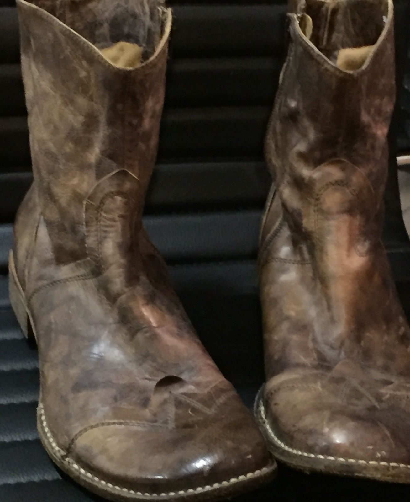 David Eden Brown Leather Distressed Boots Size US 11 / EU 44 - 2 Thumbnail