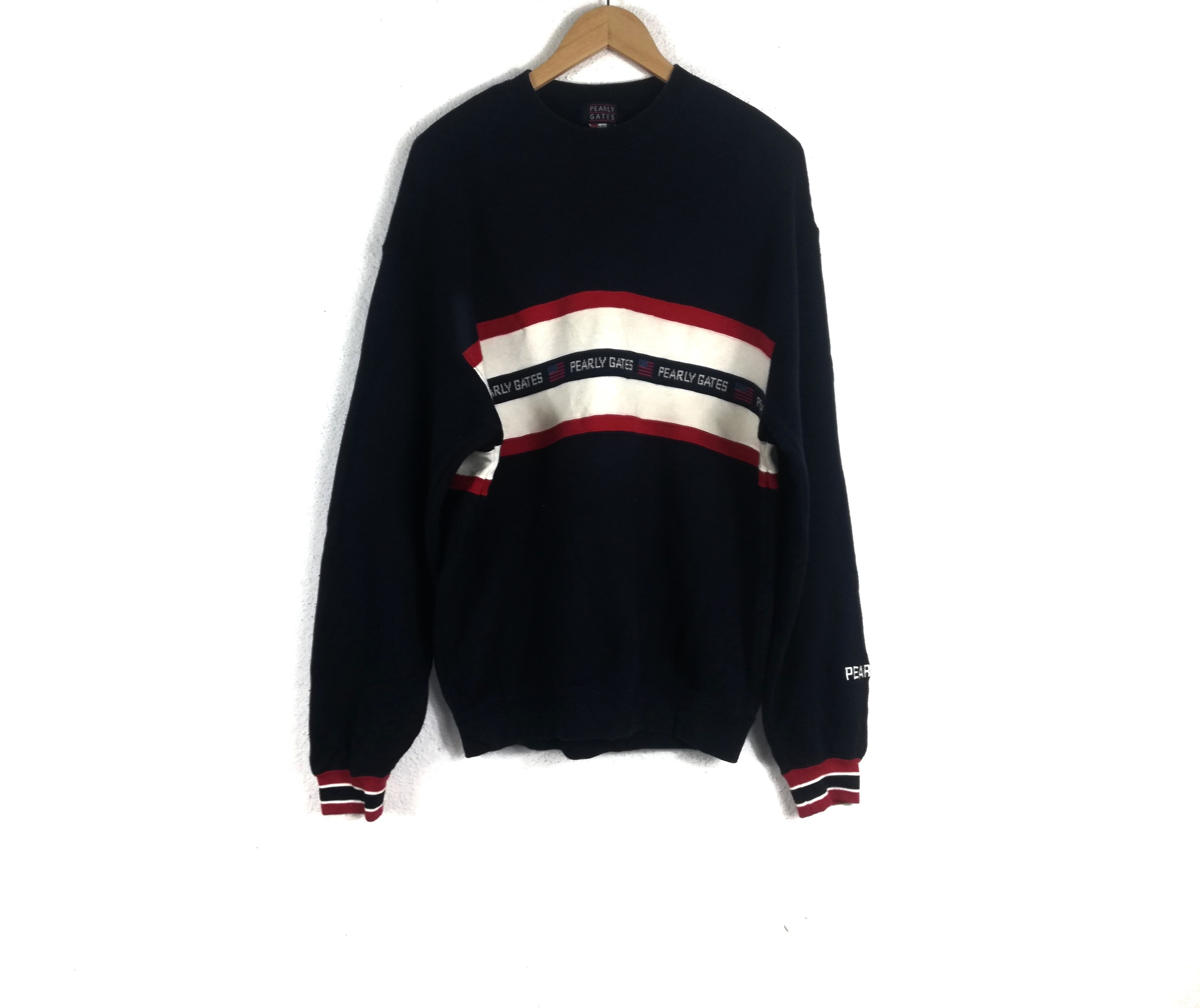image of Vintage Pearly Gates Pullover Made In Japan in Black Blue, Men's (Size Large)