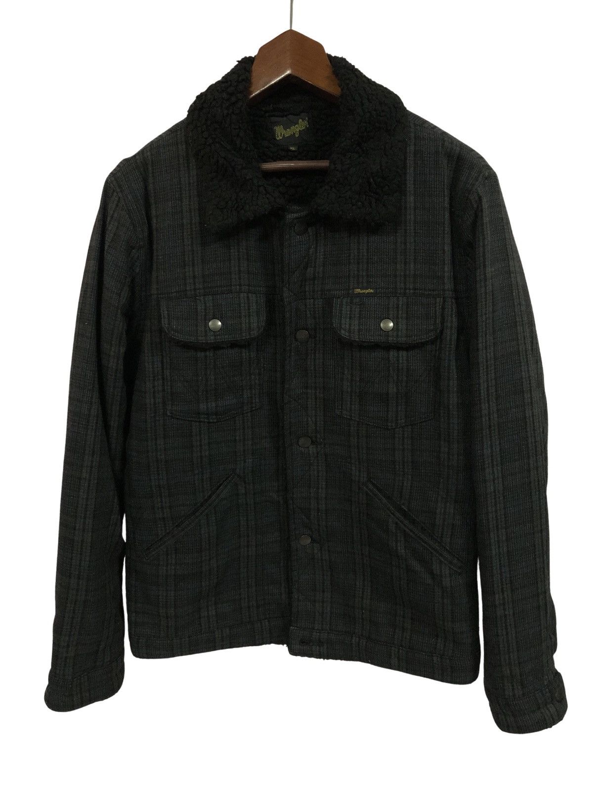 Wrangler Tartan Plaid Batting Boa Coat Jacket
