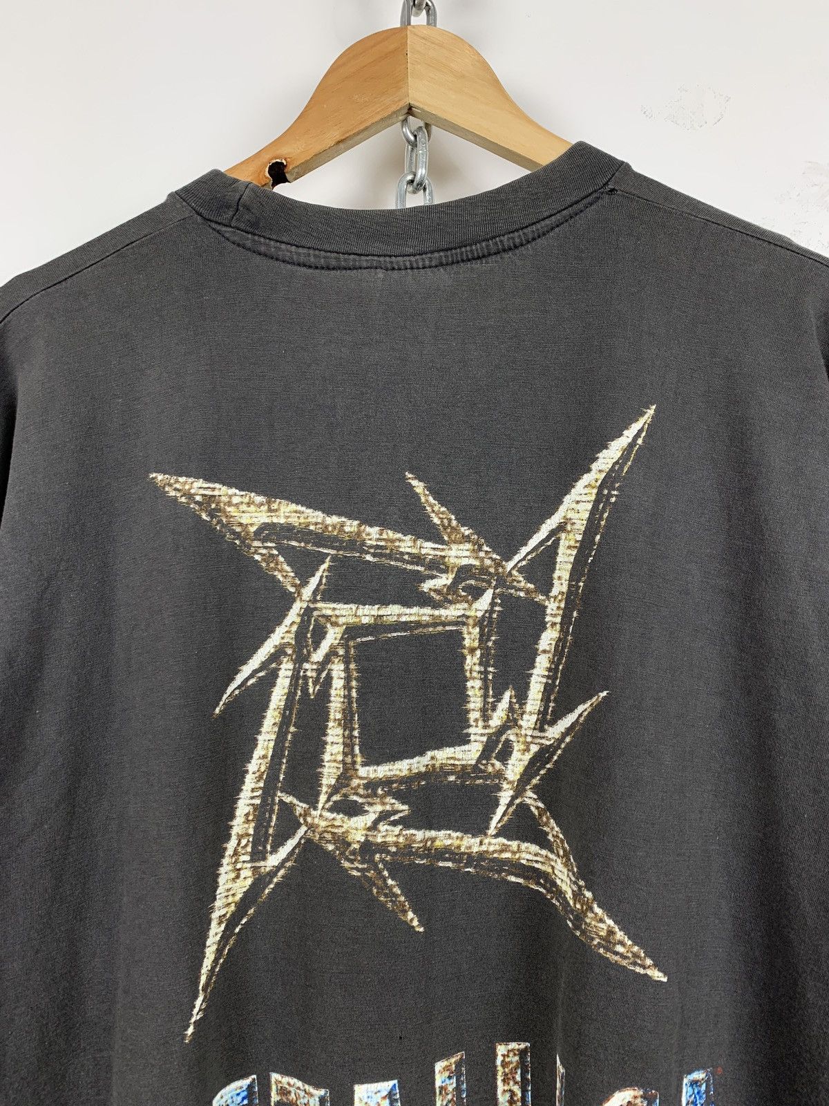 Band Tees 1996 Vintage Metallica Ninja Star Grey T-Shirt Size US XL / EU 56 / 4 - 5 Thumbnail