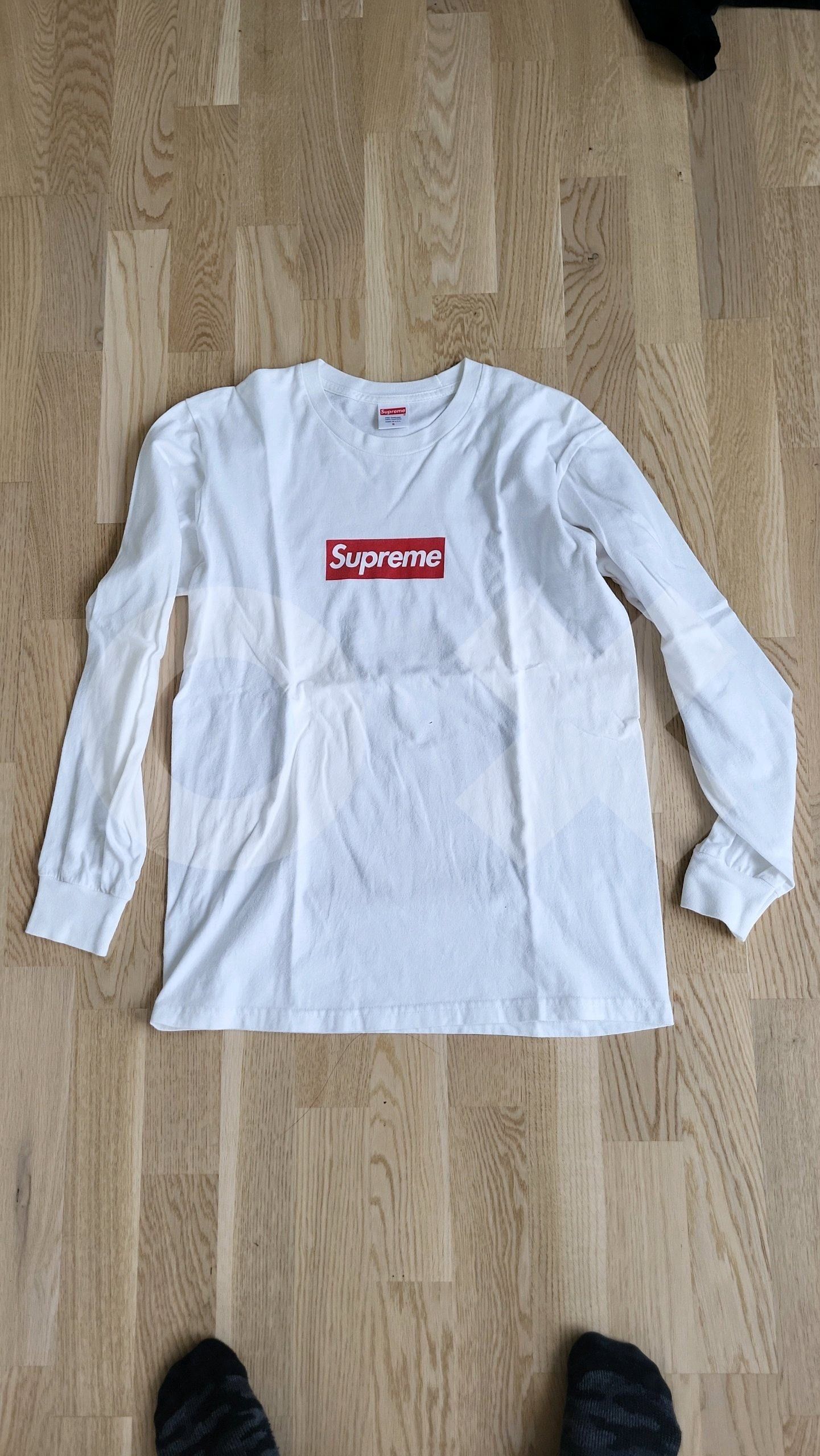 Supreme box logo L/S tee 白L