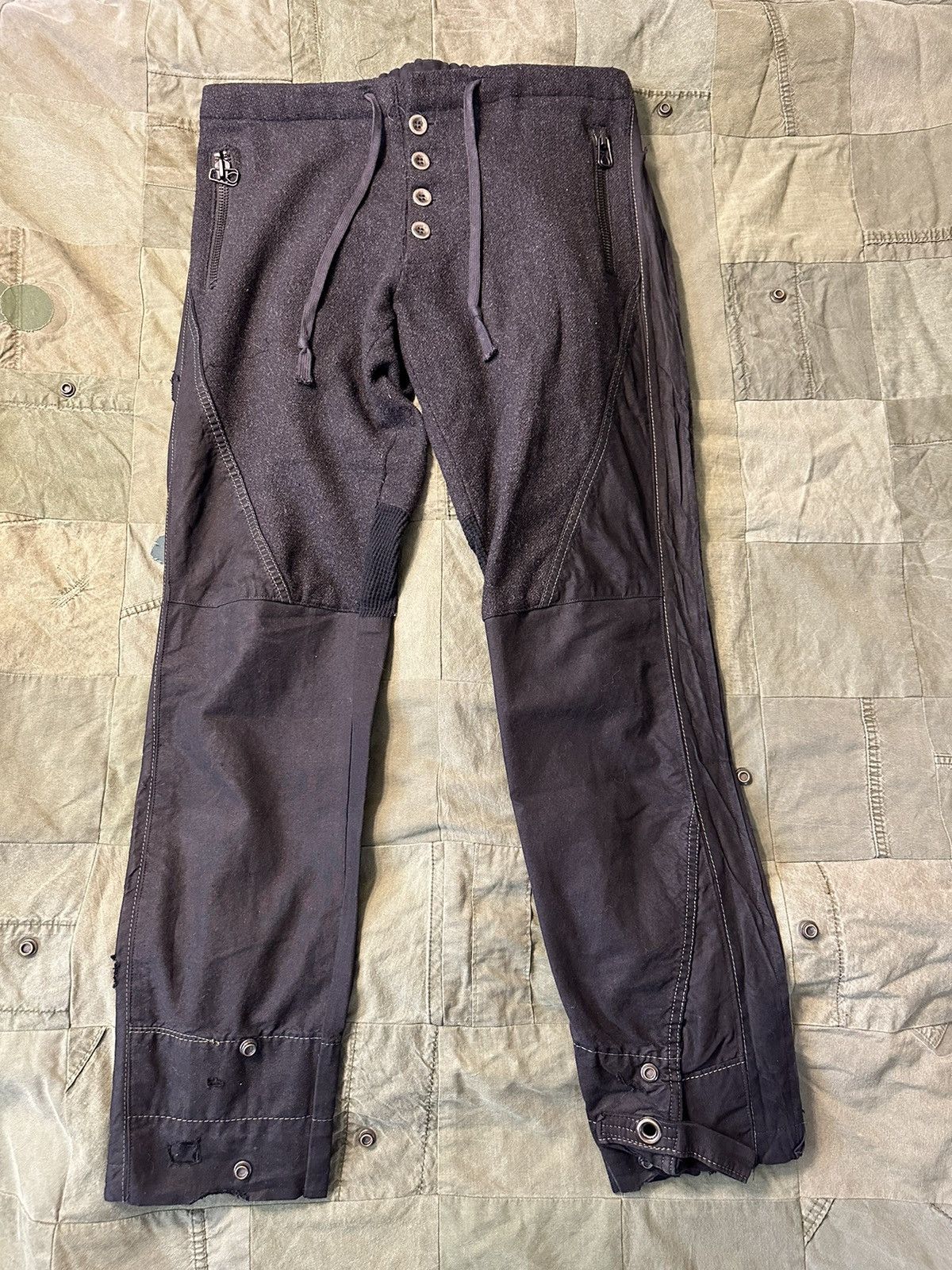 image of Greg Lauren Black Wool / Tent Pants, Men's (Size 32)