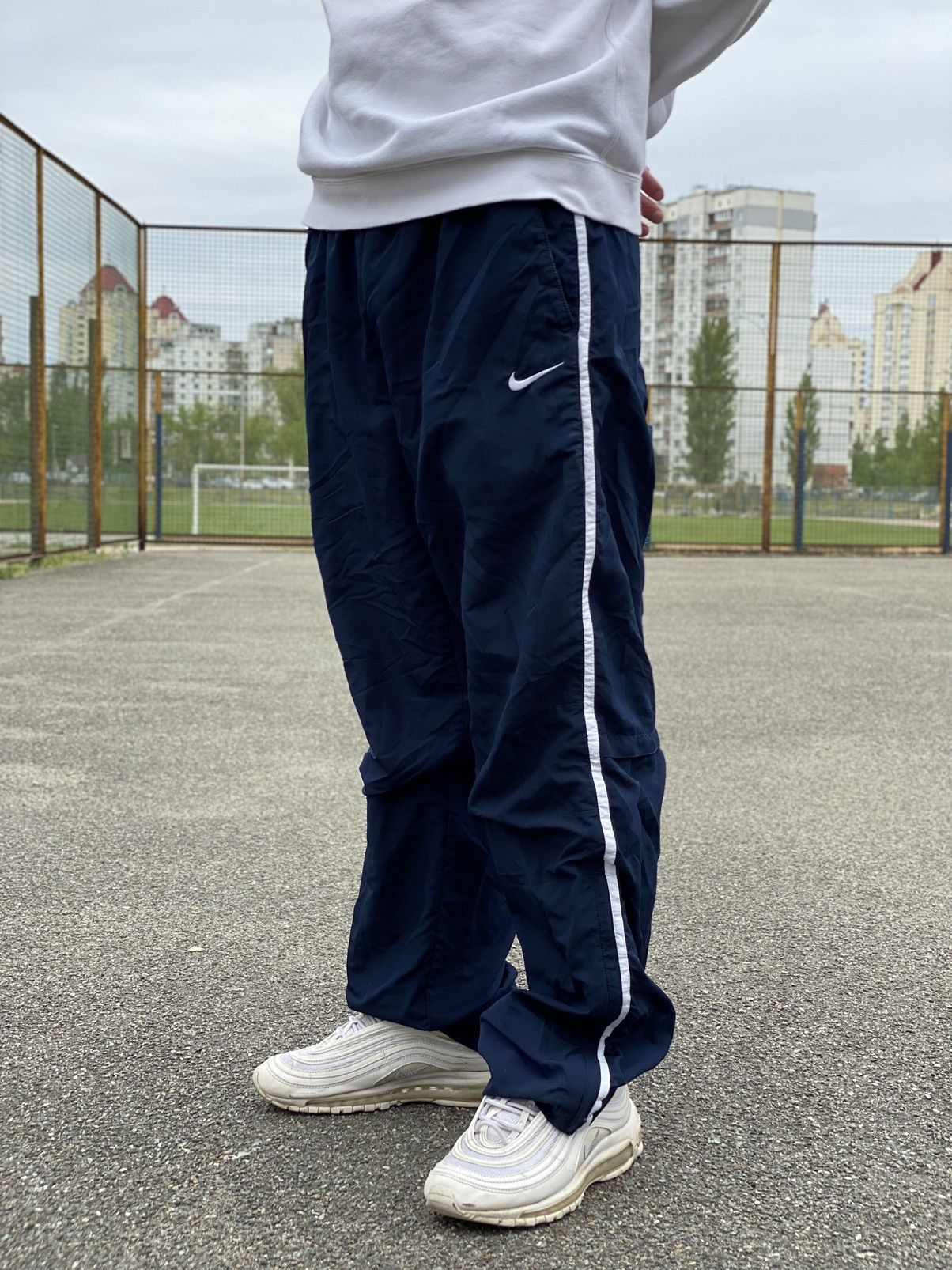 00'S Nike Nylon Pants Shaka Shaka Pants Men's XL Nylon navy blue type Vintage Second Hand main image 1