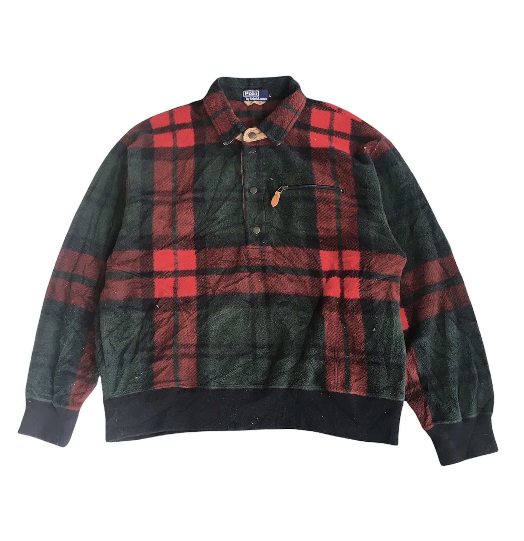 Vintage Vintage Polo Ralph Lauren Fleece Pullover menyala Size US L / EU 52-54 / 3 - 1 Thumbnail