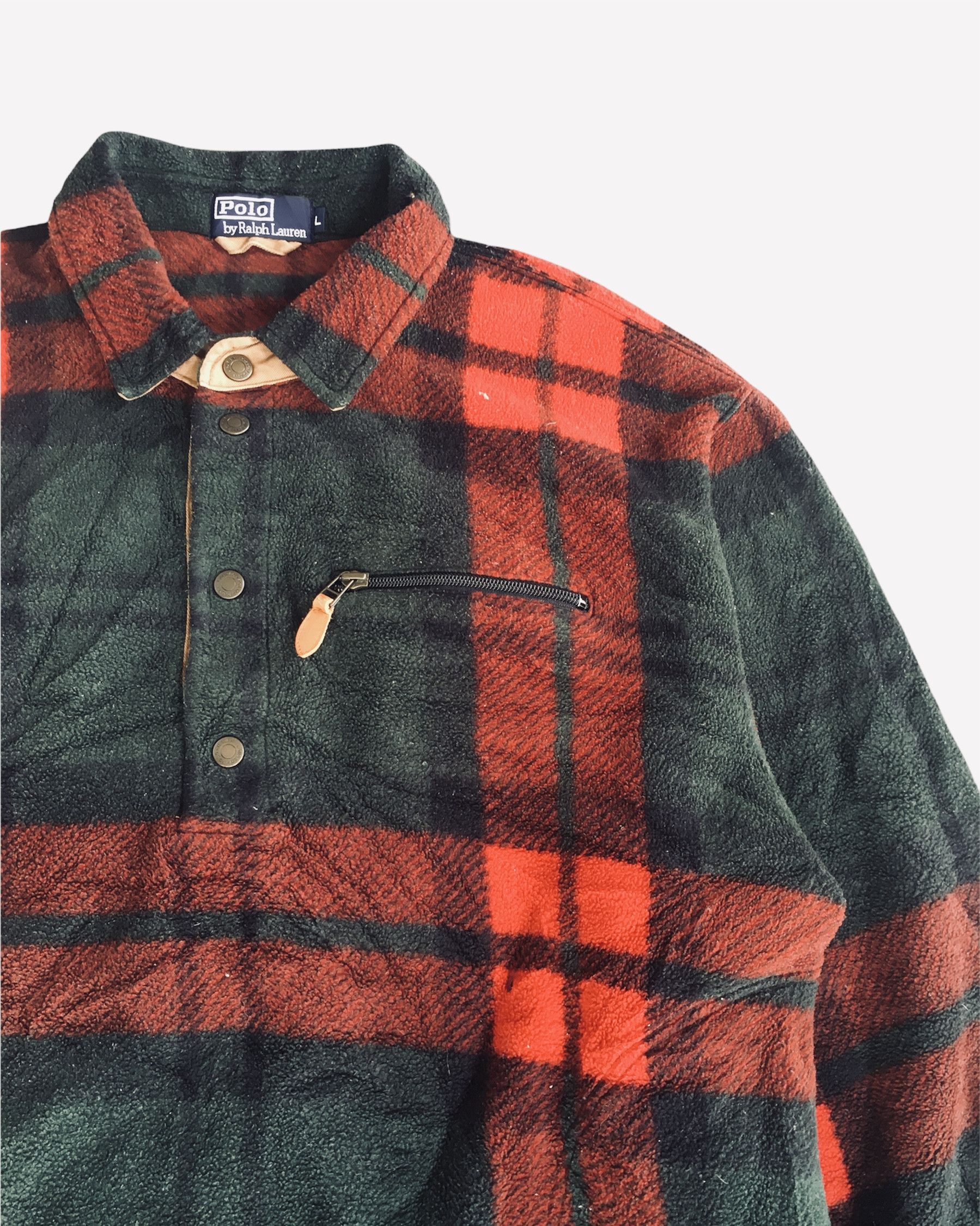 Vintage Vintage Polo Ralph Lauren Fleece Pullover menyala Size US L / EU 52-54 / 3 - 3 Thumbnail