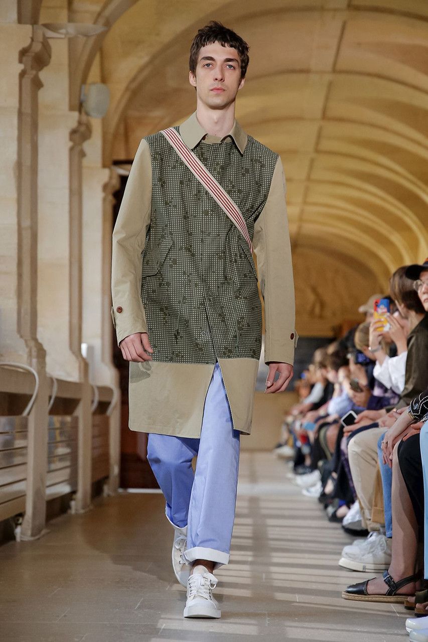 Junya Watanabe Junya Watanabe Coat w/ Printed Panel - Tan & Olive Size US S / EU 44-46 / 1 - 4 Thumbnail