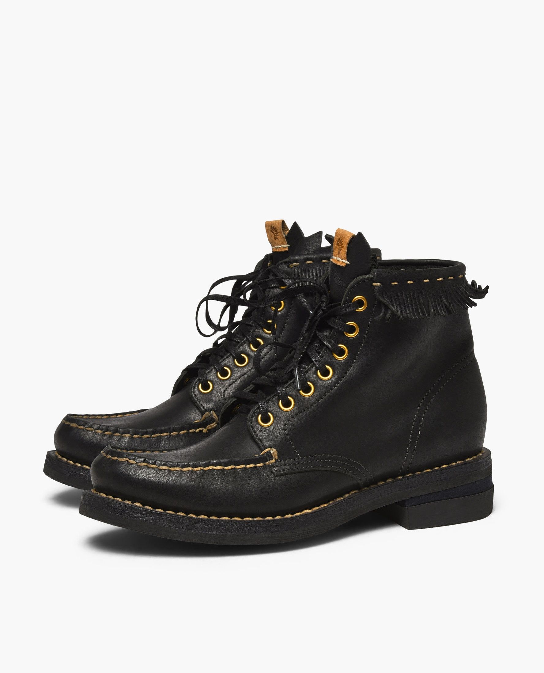image of Visvim Fw16 Blackfoot Moctoe Boots-Folk - Black Leather, Men's (Size 8)