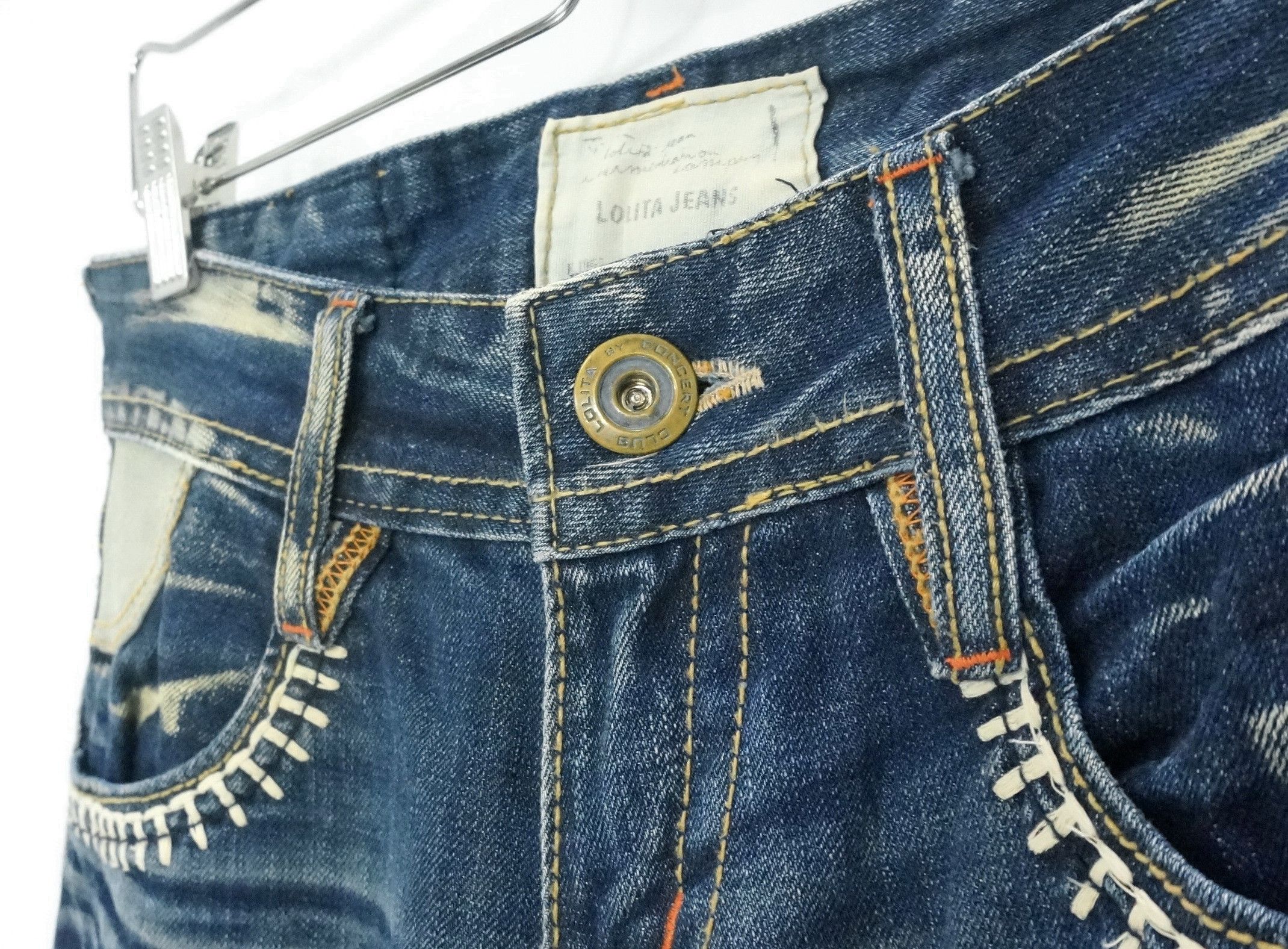 Japanese Brand Dope 🔥 LOLITA Vintage Clawmark Flared Sashiko Lowrise Jeans Size US 29 - 9 Thumbnail