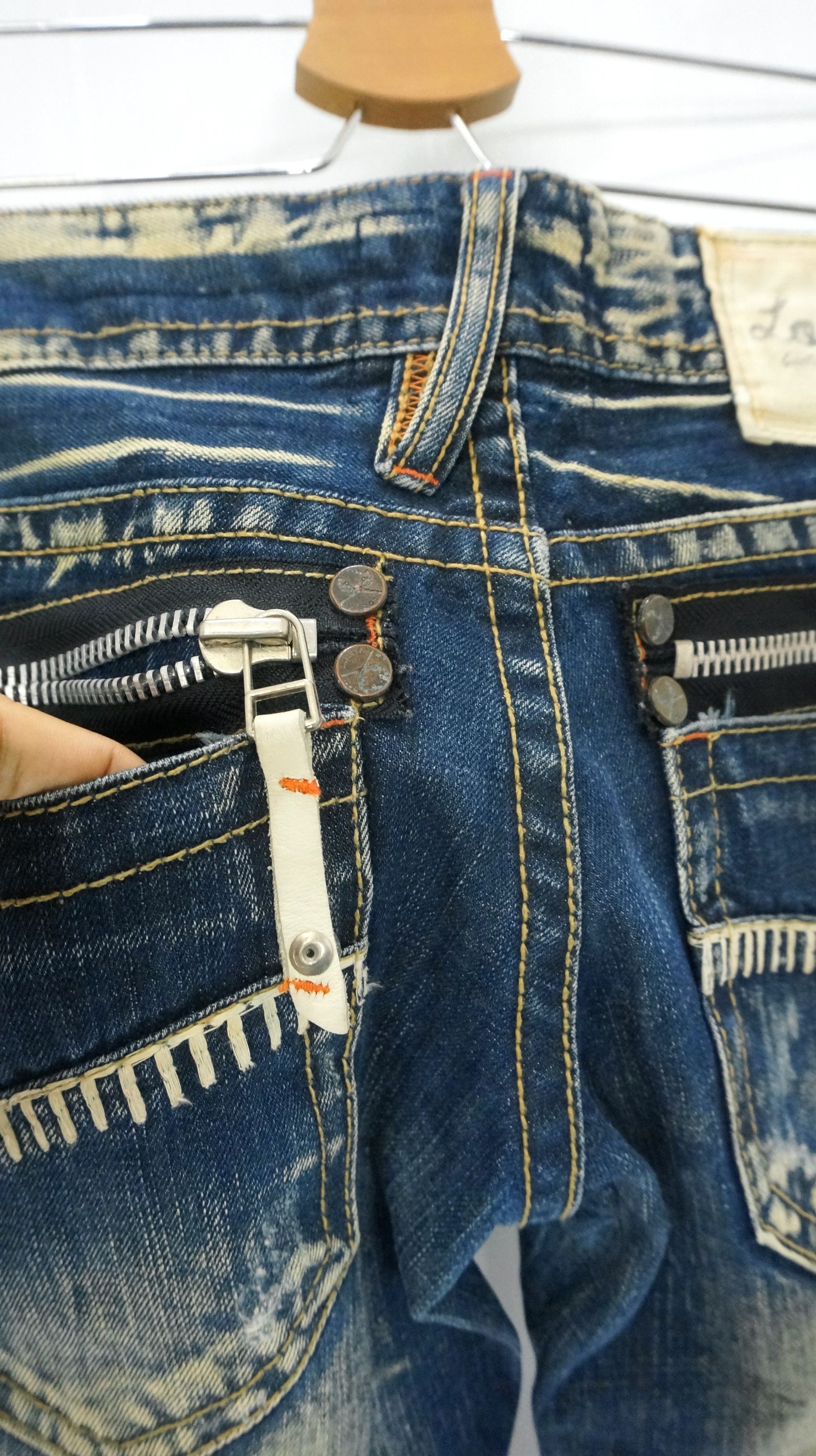 Japanese Brand Dope 🔥 LOLITA Vintage Clawmark Flared Sashiko Lowrise Jeans Size US 29 - 13 Thumbnail