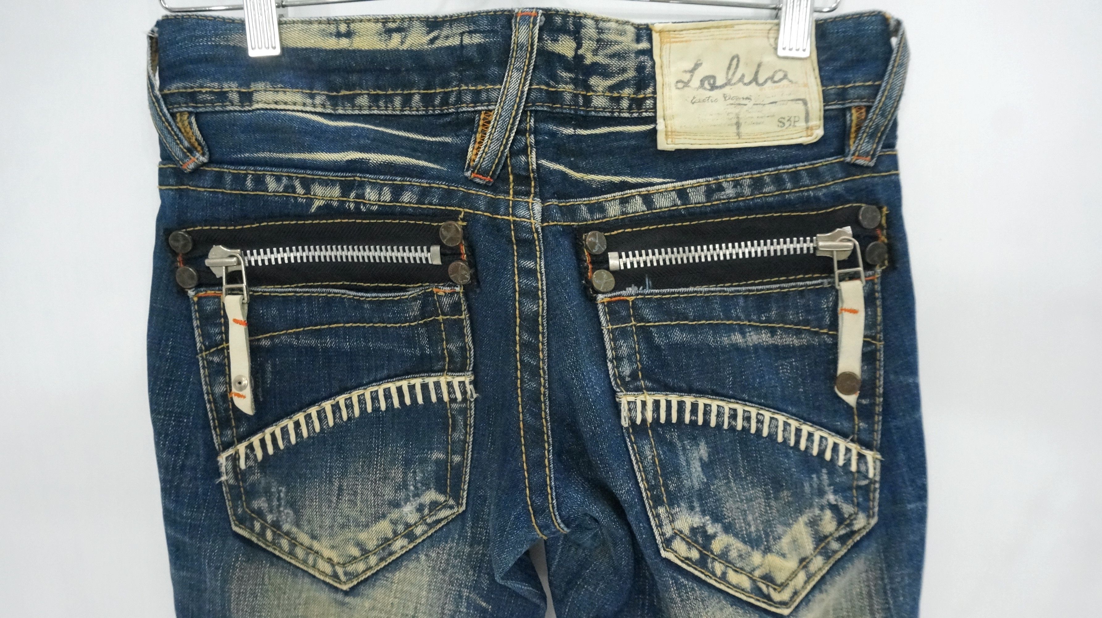 Japanese Brand Dope 🔥 LOLITA Vintage Clawmark Flared Sashiko Lowrise Jeans Size US 29 - 10 Thumbnail