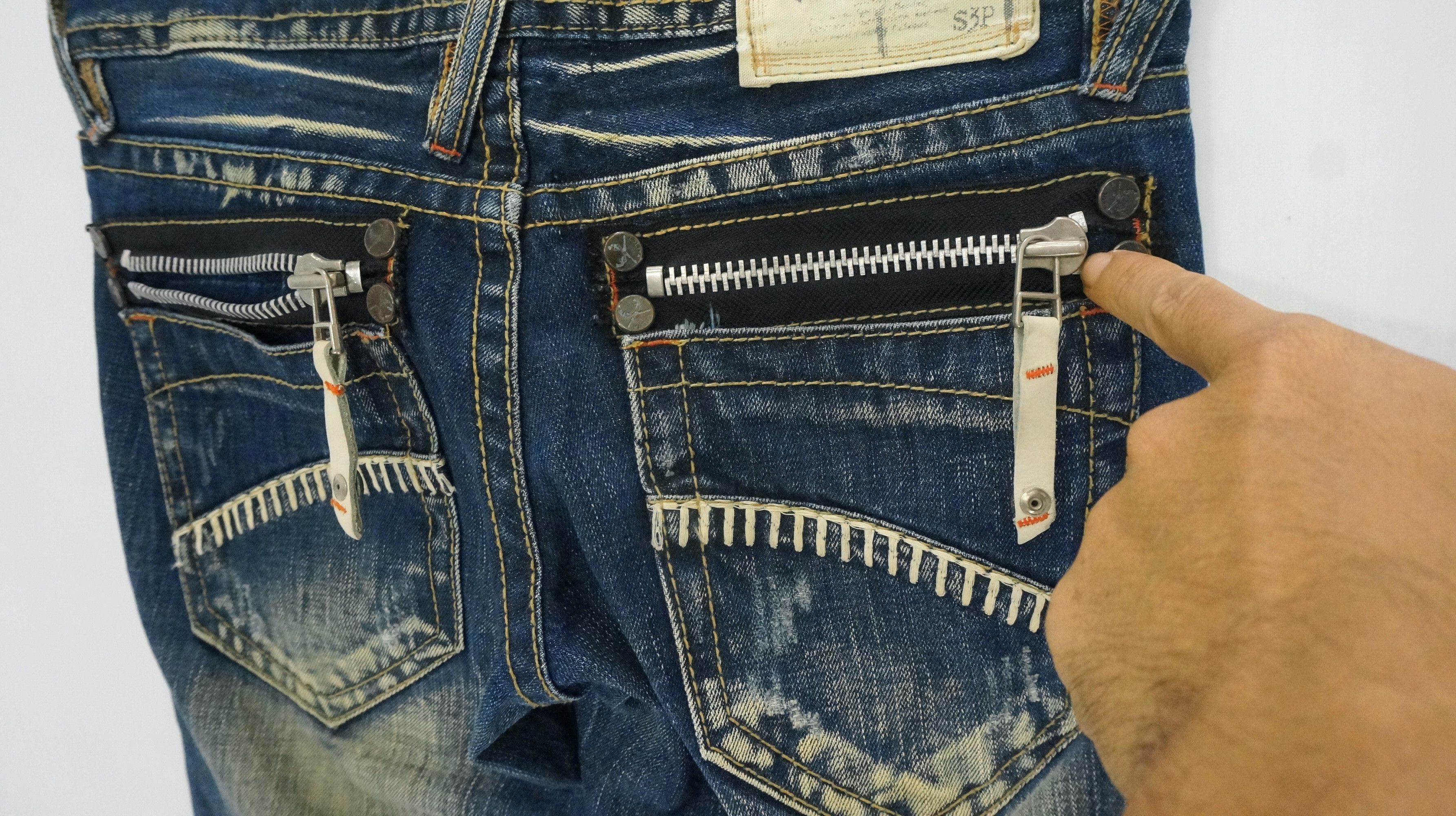 Japanese Brand Dope 🔥 LOLITA Vintage Clawmark Flared Sashiko Lowrise Jeans Size US 29 - 11 Thumbnail