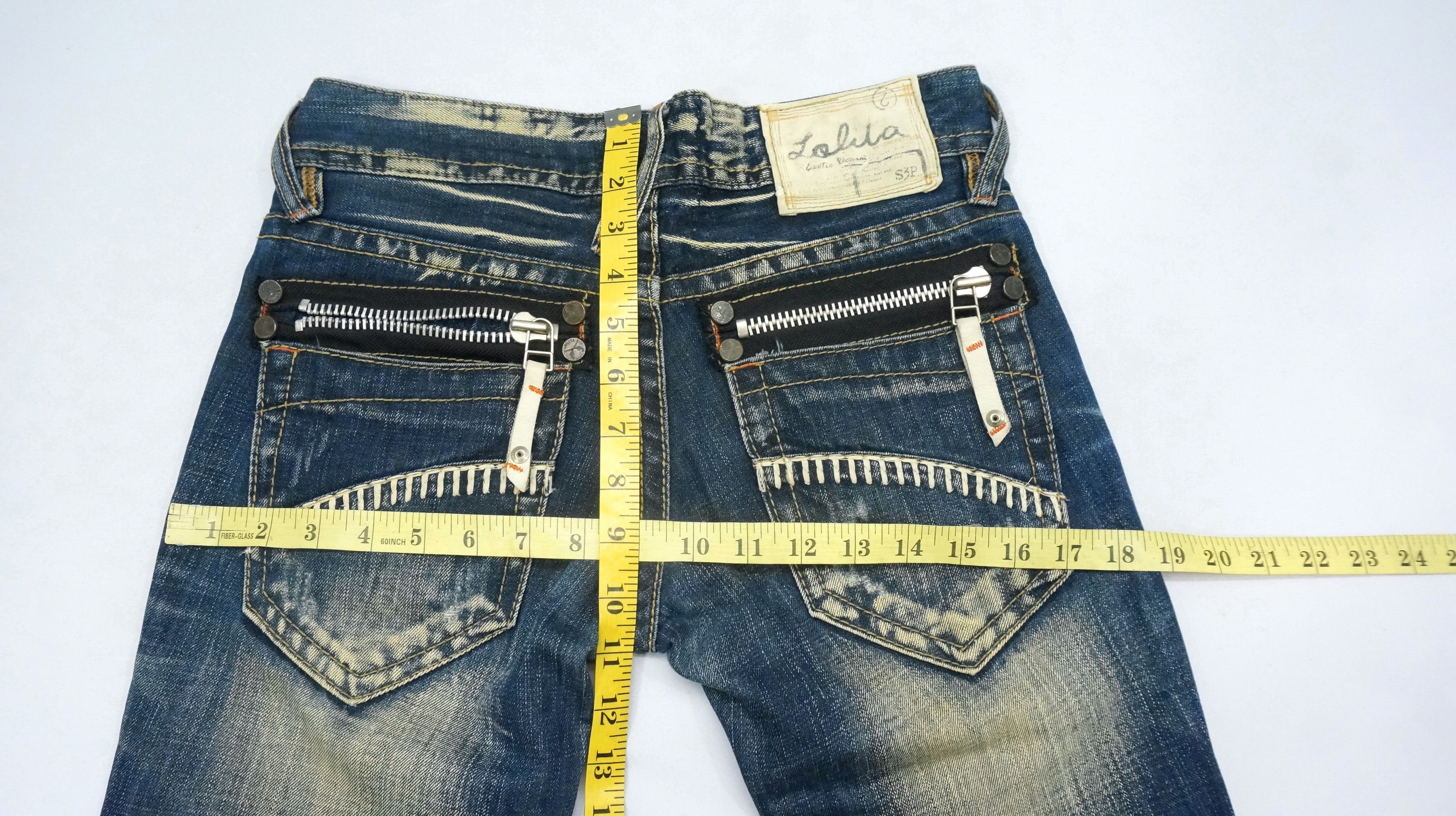 Japanese Brand Dope 🔥 LOLITA Vintage Clawmark Flared Sashiko Lowrise Jeans Size US 29 - 18 Thumbnail