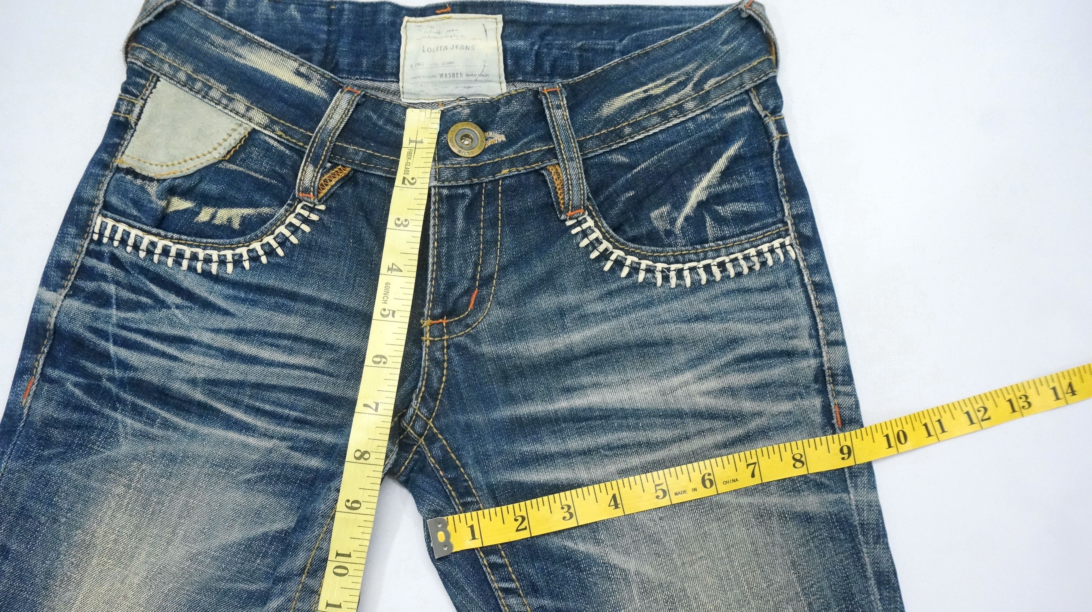 Japanese Brand Dope 🔥 LOLITA Vintage Clawmark Flared Sashiko Lowrise Jeans Size US 29 - 15 Thumbnail