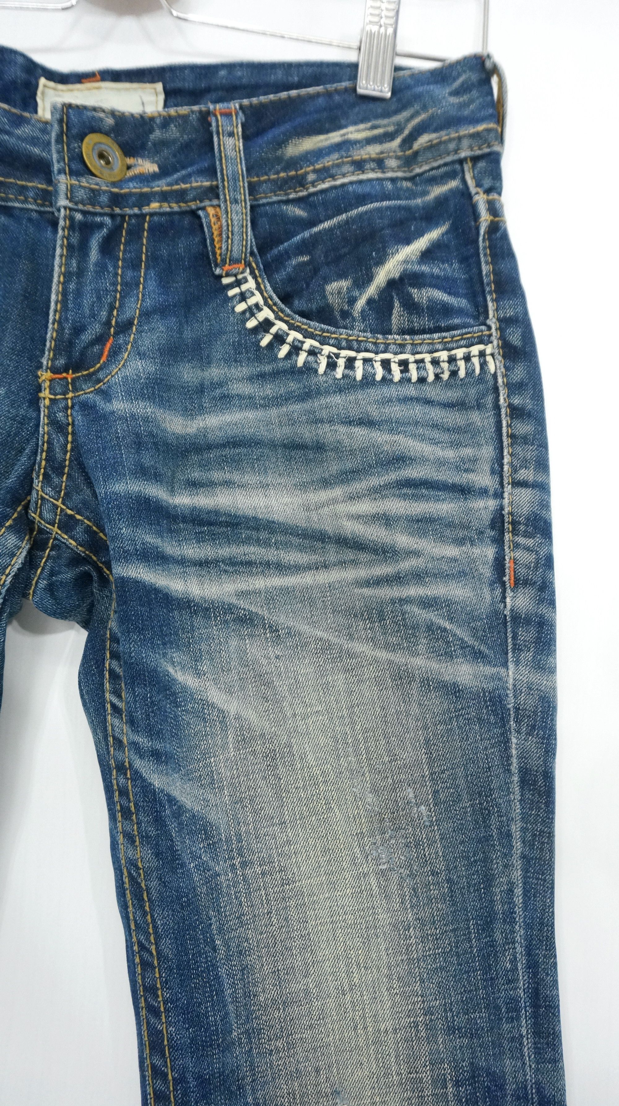 Japanese Brand Dope 🔥 LOLITA Vintage Clawmark Flared Sashiko Lowrise Jeans Size US 29 - 6 Thumbnail