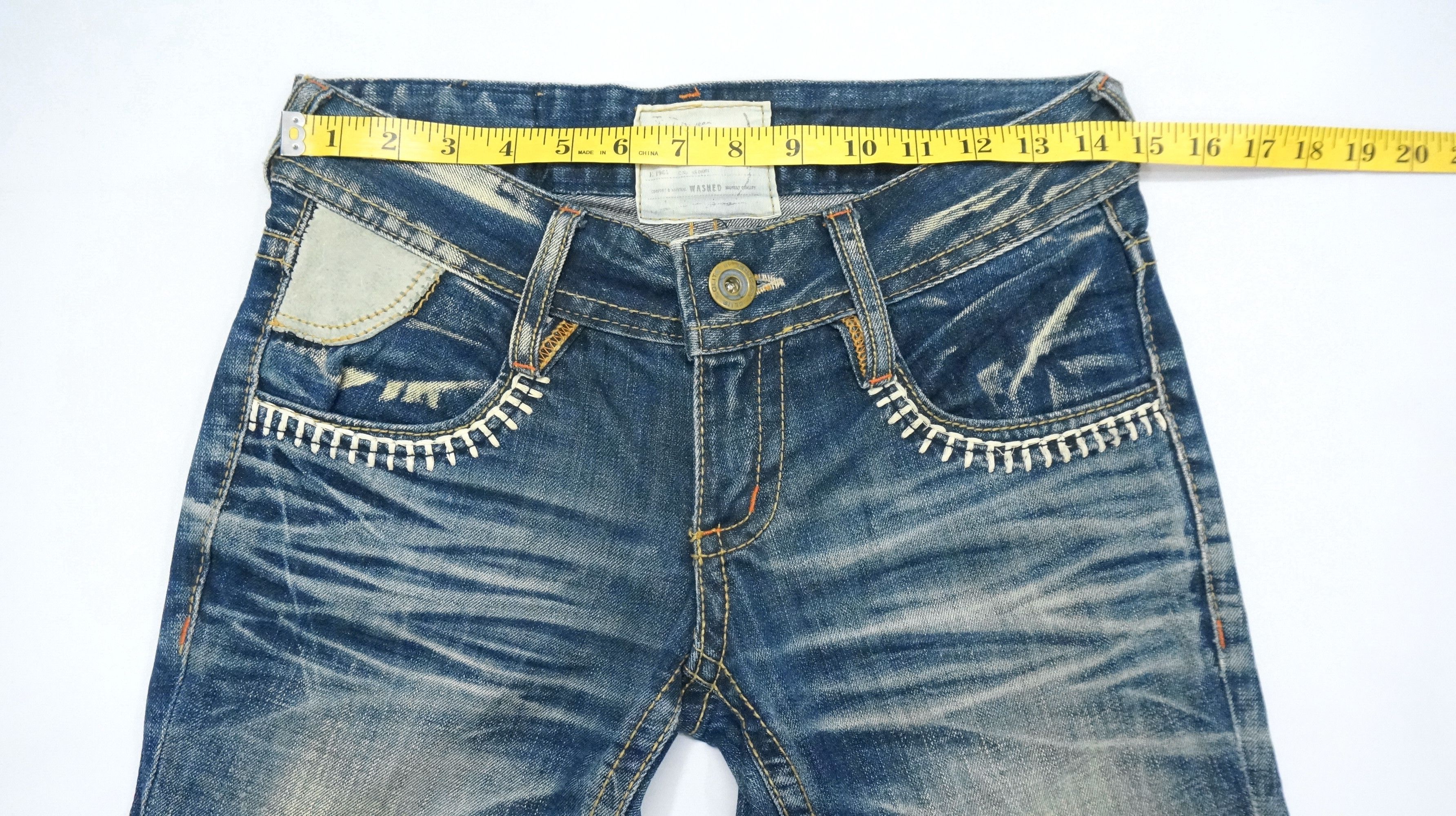 Japanese Brand Dope 🔥 LOLITA Vintage Clawmark Flared Sashiko Lowrise Jeans Size US 29 - 14 Thumbnail